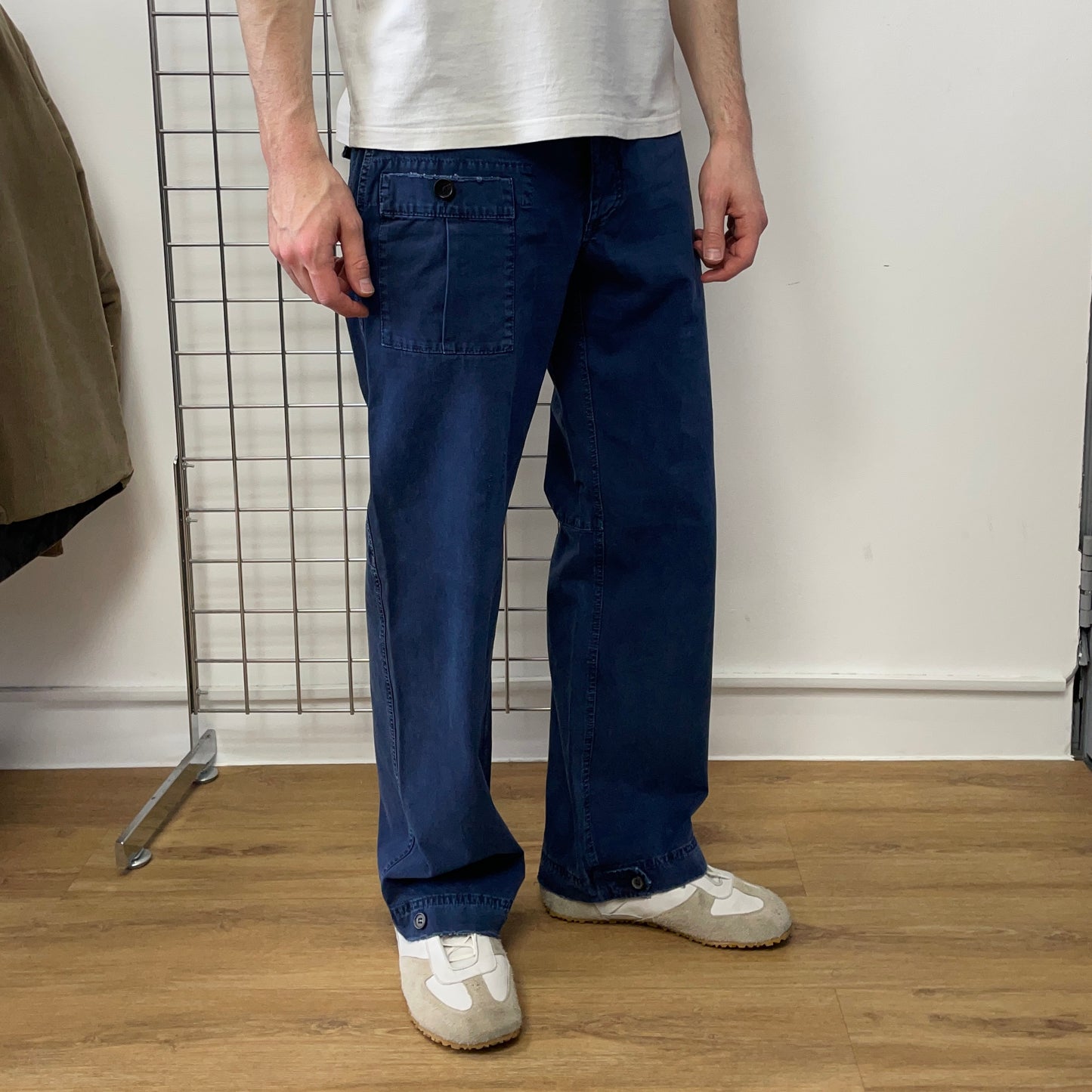 Prada Sport Blue 00s Straight Leg Distressed Cargo Trousers