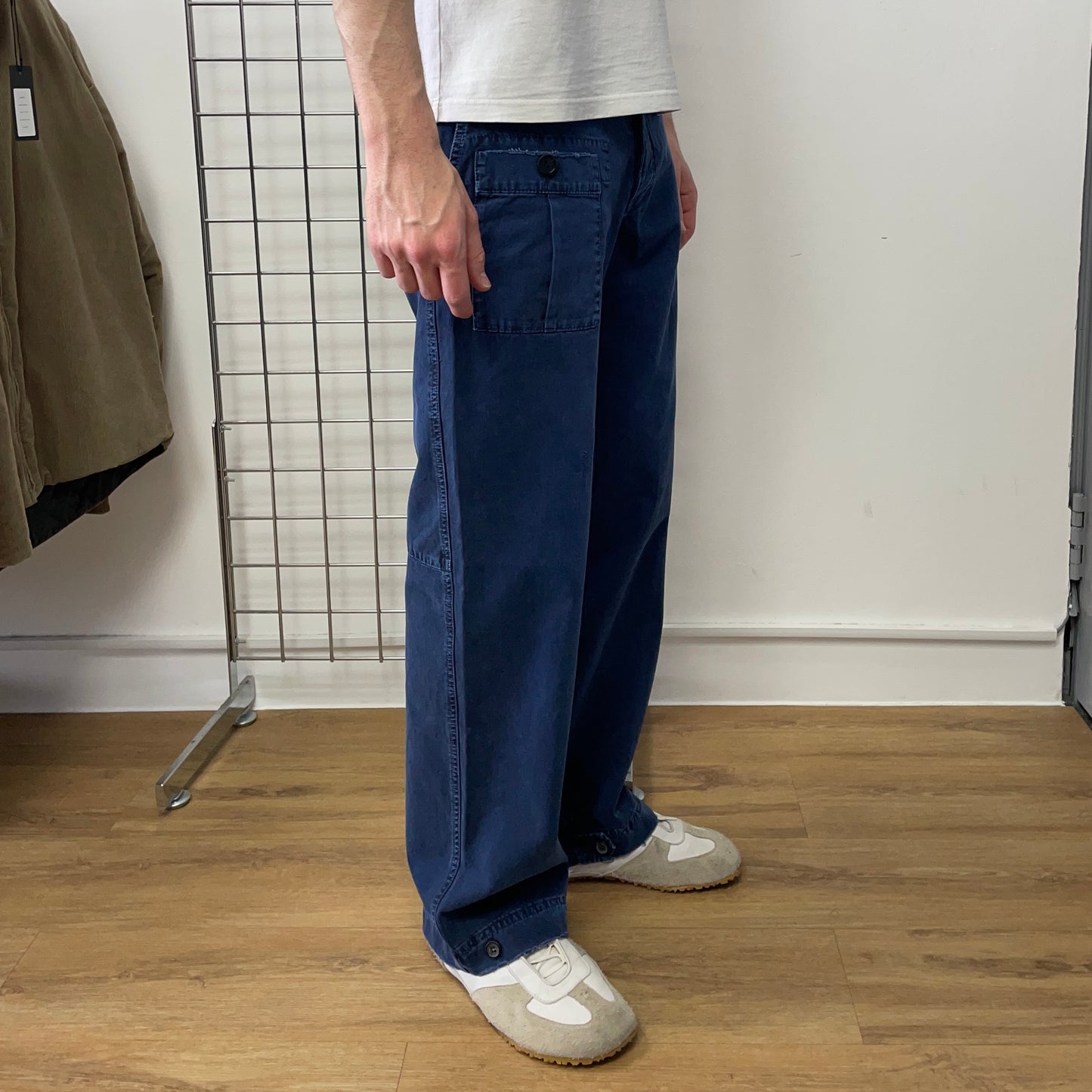 Prada Sport Blue 00s Straight Leg Distressed Cargo Trousers