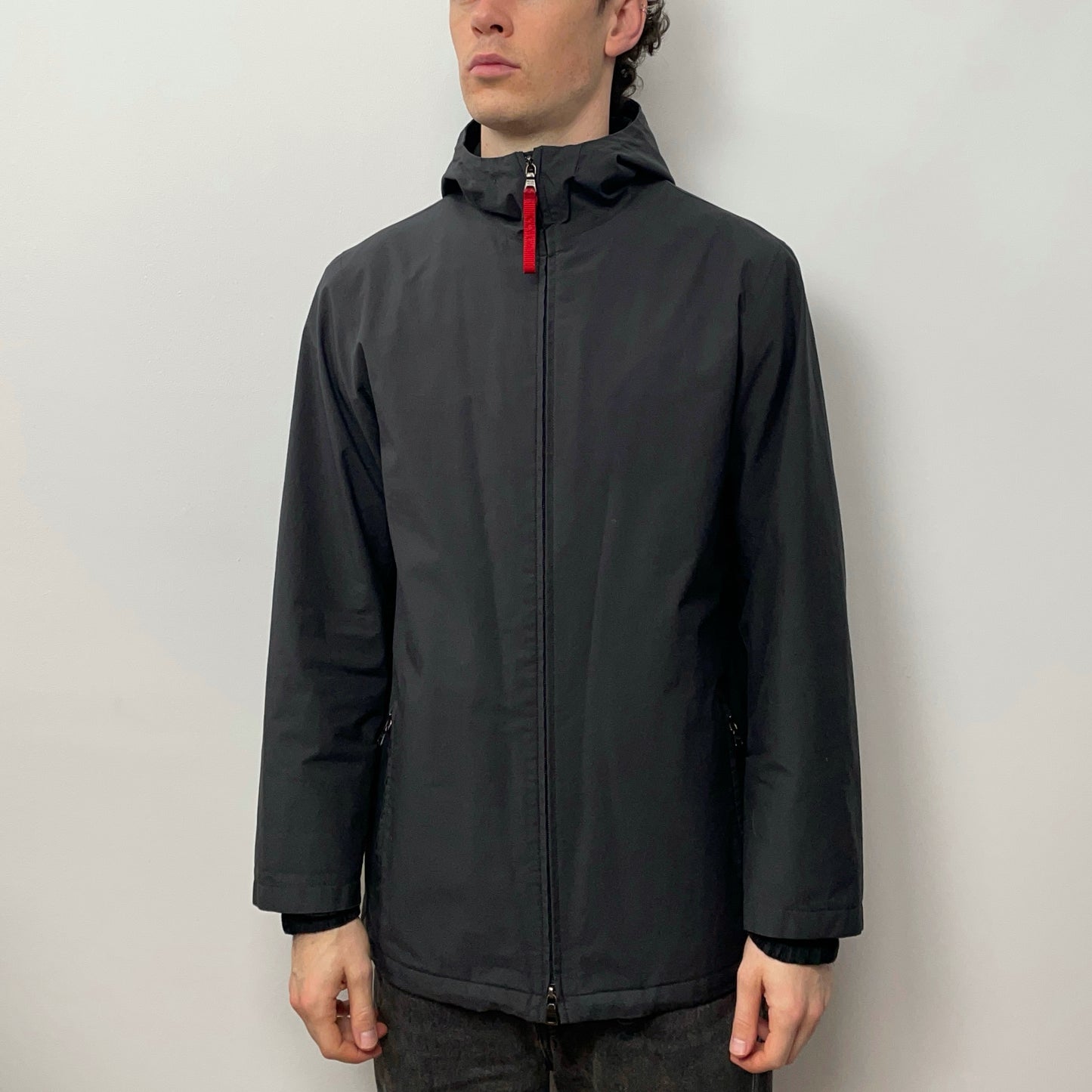Prada Sport Grey 00s Longline Hooded Parka Jacket