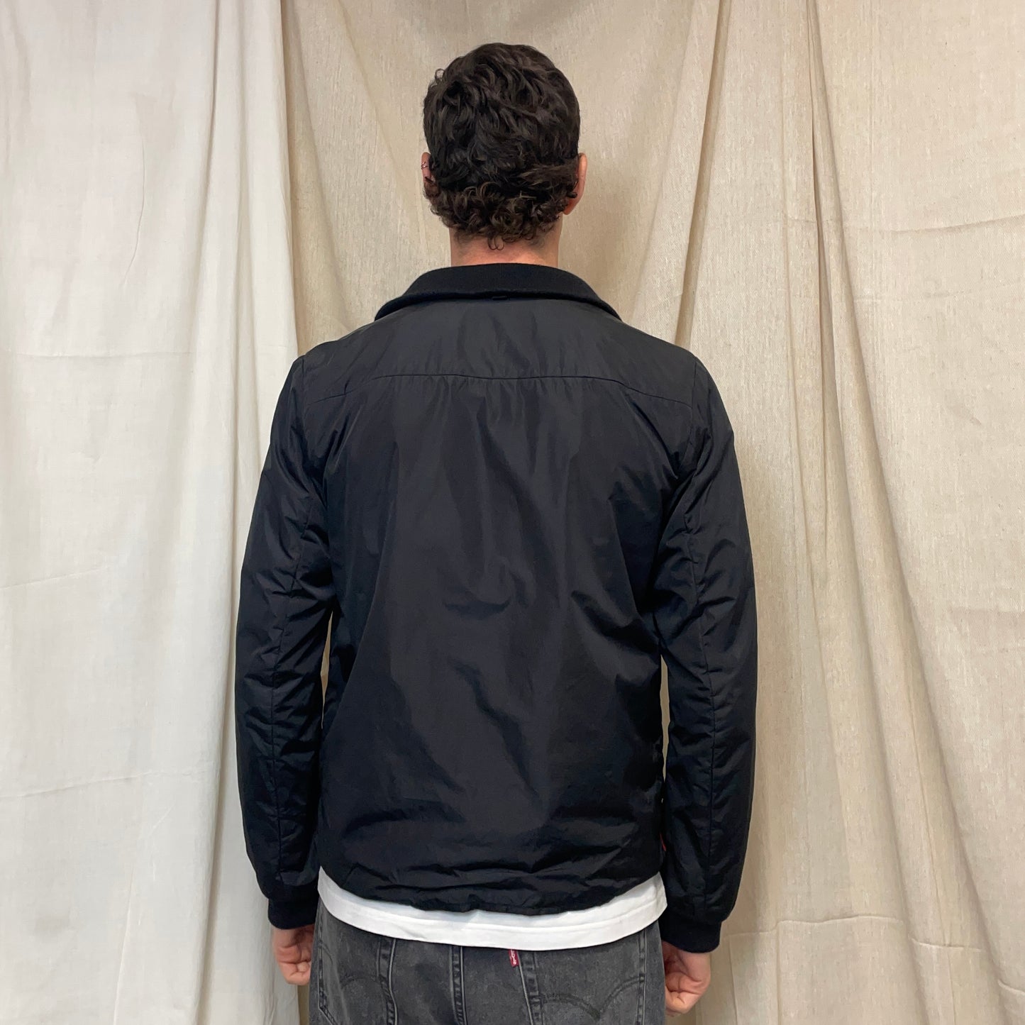 Prada Sport Black 2007 Wool & Nylon Padded Bomber Liner Jacket