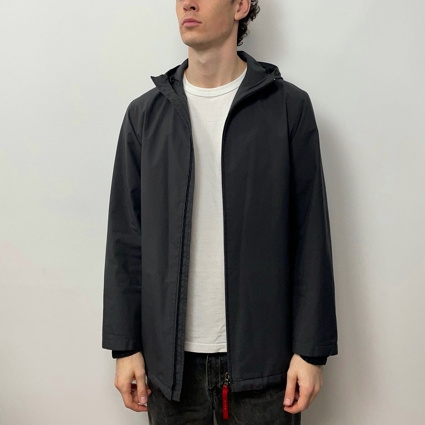 Prada Sport Grey 00s Longline Hooded Parka Jacket