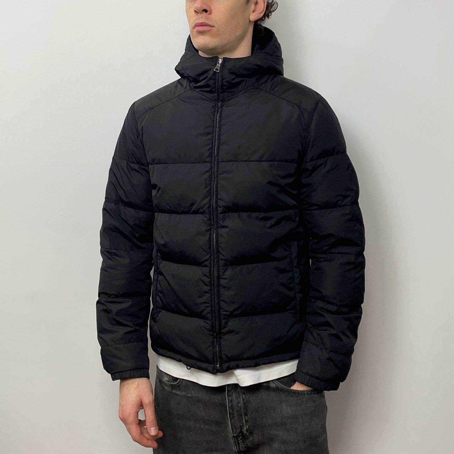 Prada Sport Black 2010 Nylon Down Hooded Puffer Jacket