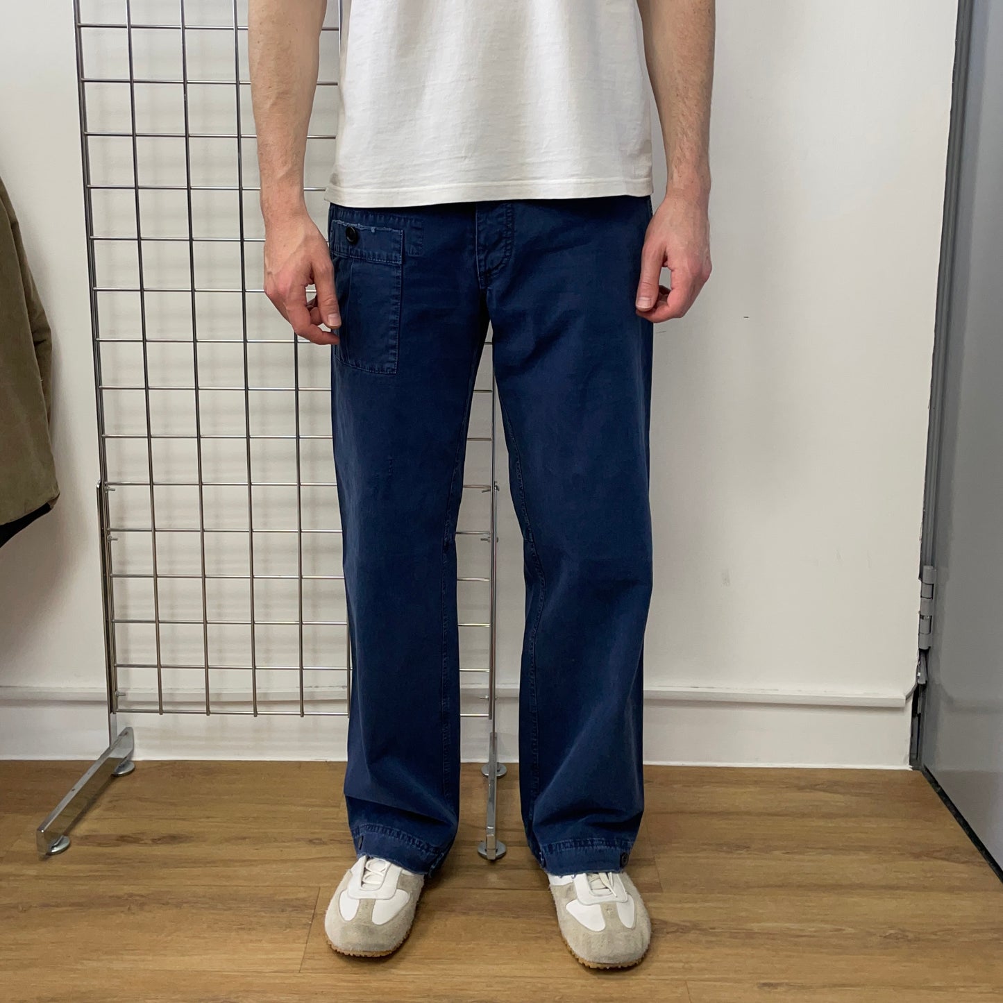 Prada Sport Blue 00s Straight Leg Distressed Cargo Trousers