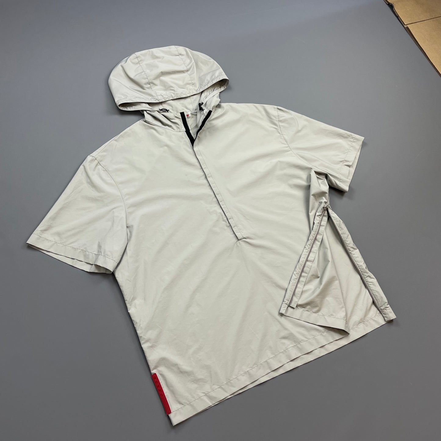 Prada Sport Grey SS99 Nylon Hooded Pullover Shirt Outerlayer