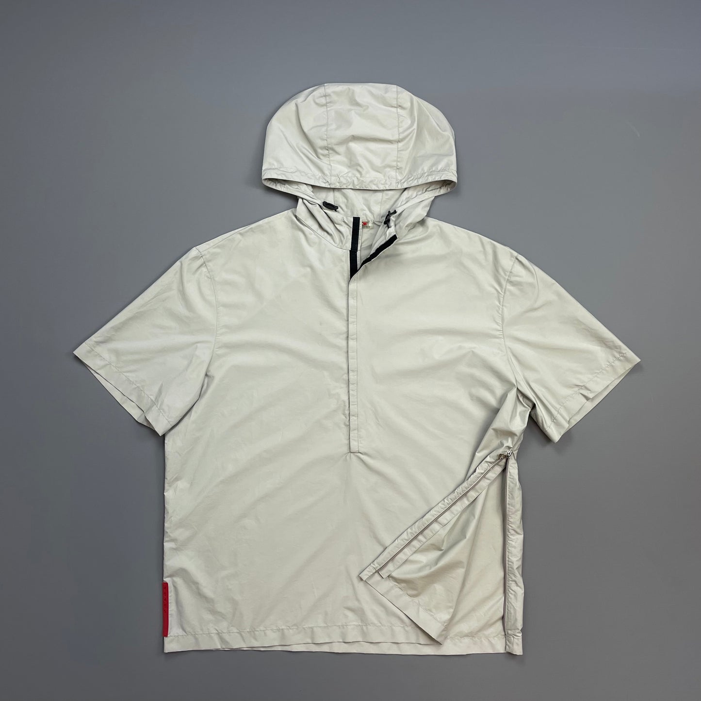 Prada Sport Grey SS99 Nylon Hooded Pullover Shirt Outerlayer