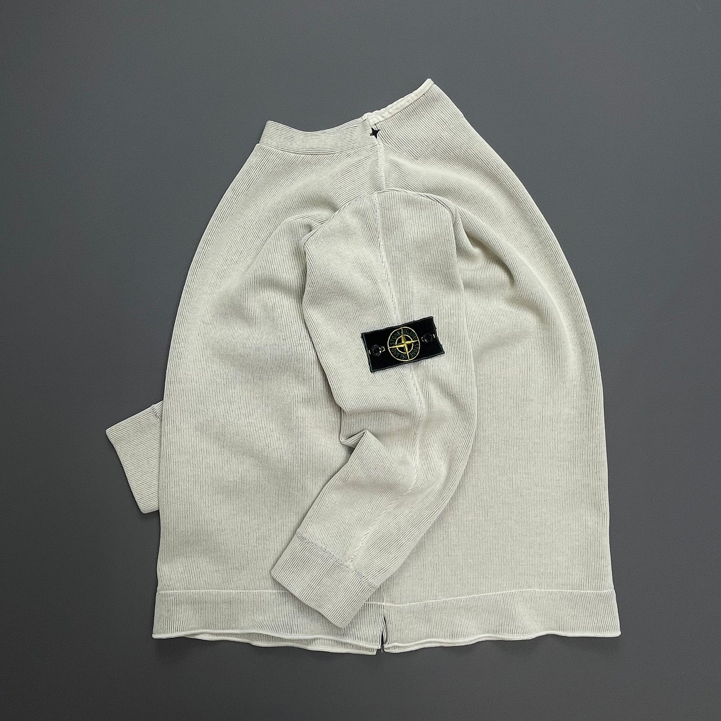 Stone Island White SS99 Fine-Rib Funnel Neck Jumper
