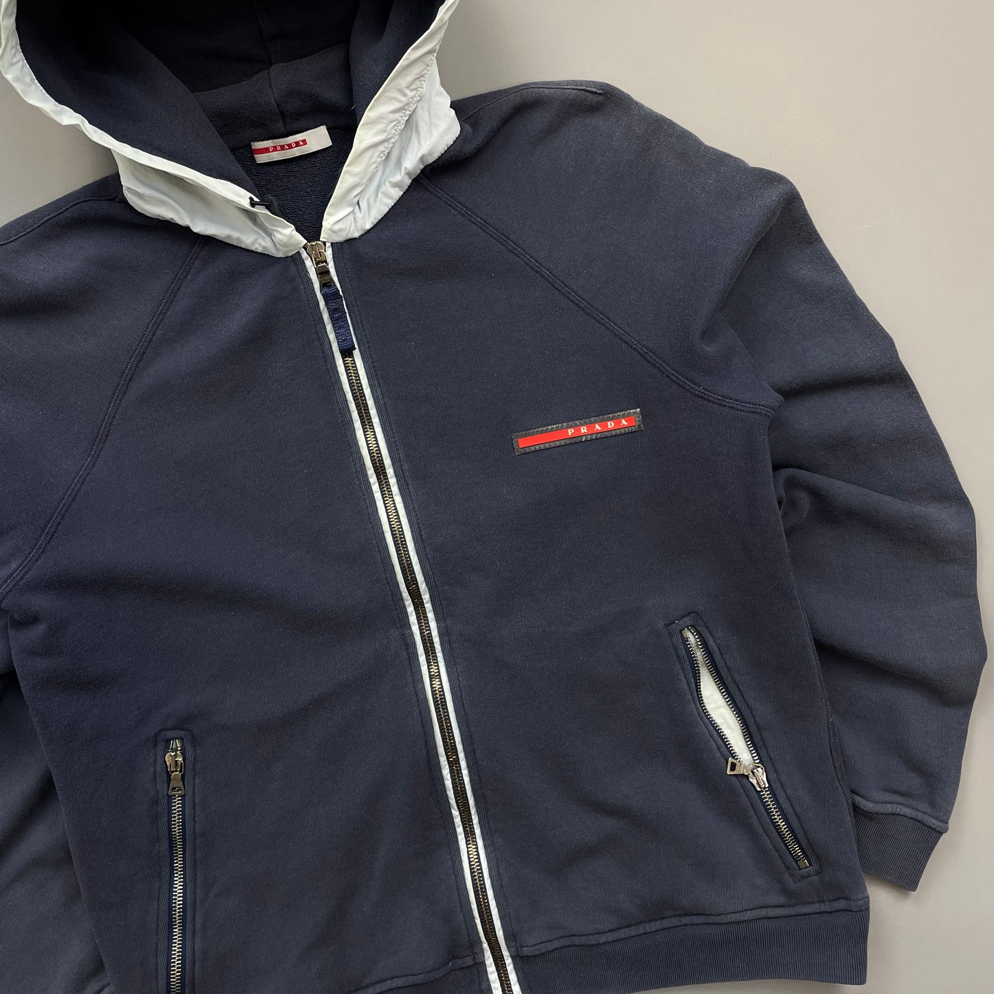 Prada Sport Navy 2006 White Cotton Hoodie