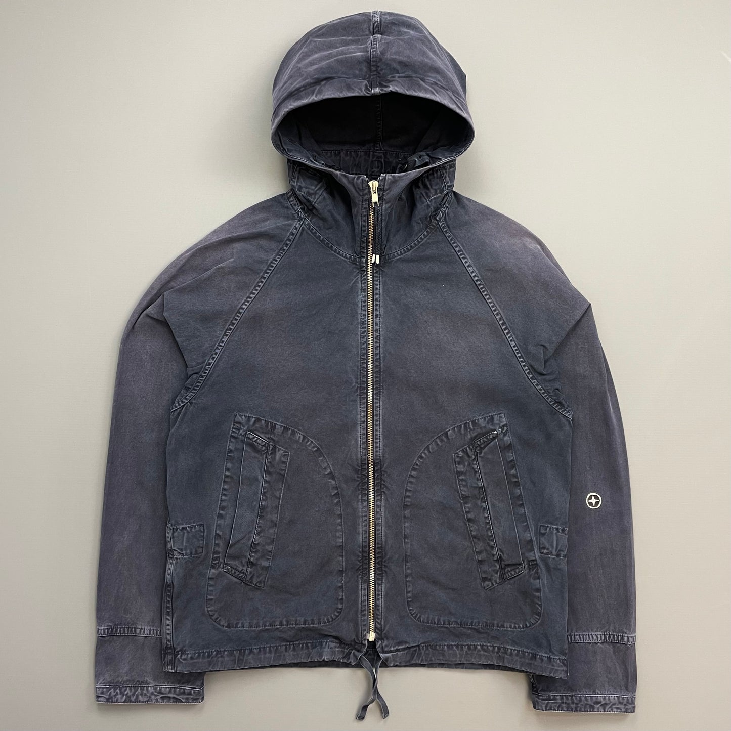 Stone Island Denims SS06 Navy Cotton Hooded Windbreaker Emblem Jacket