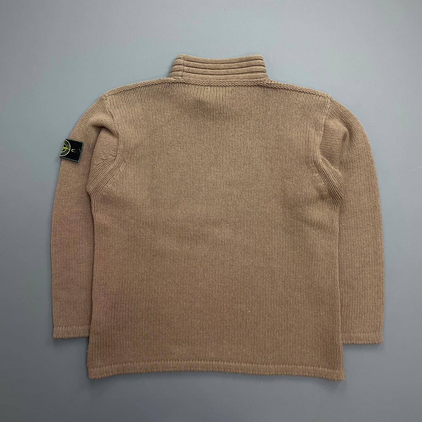Stone Island Brown AW98 High-Neck Wool Knit Jumper