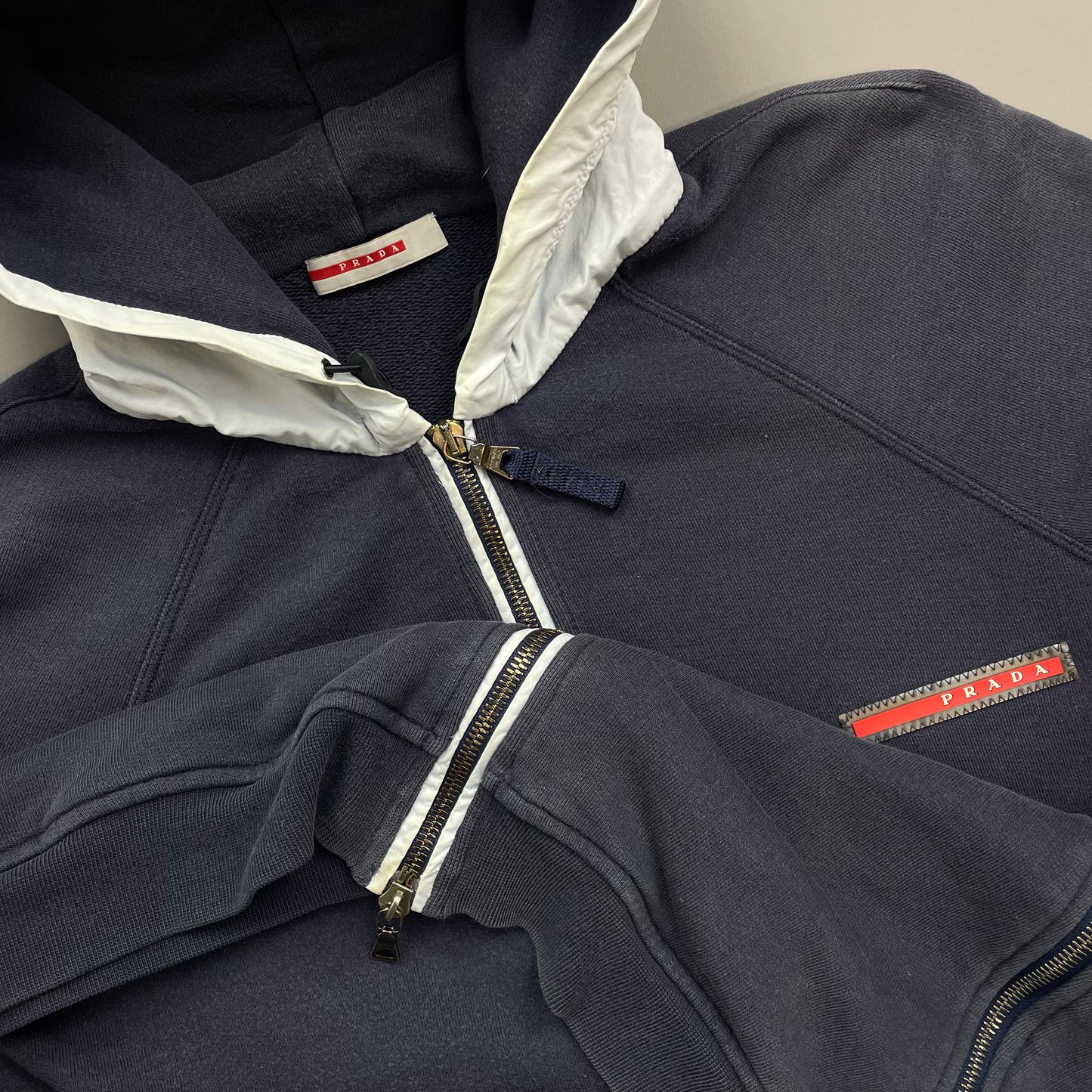 Prada Sport Navy 2006 White Cotton Hoodie