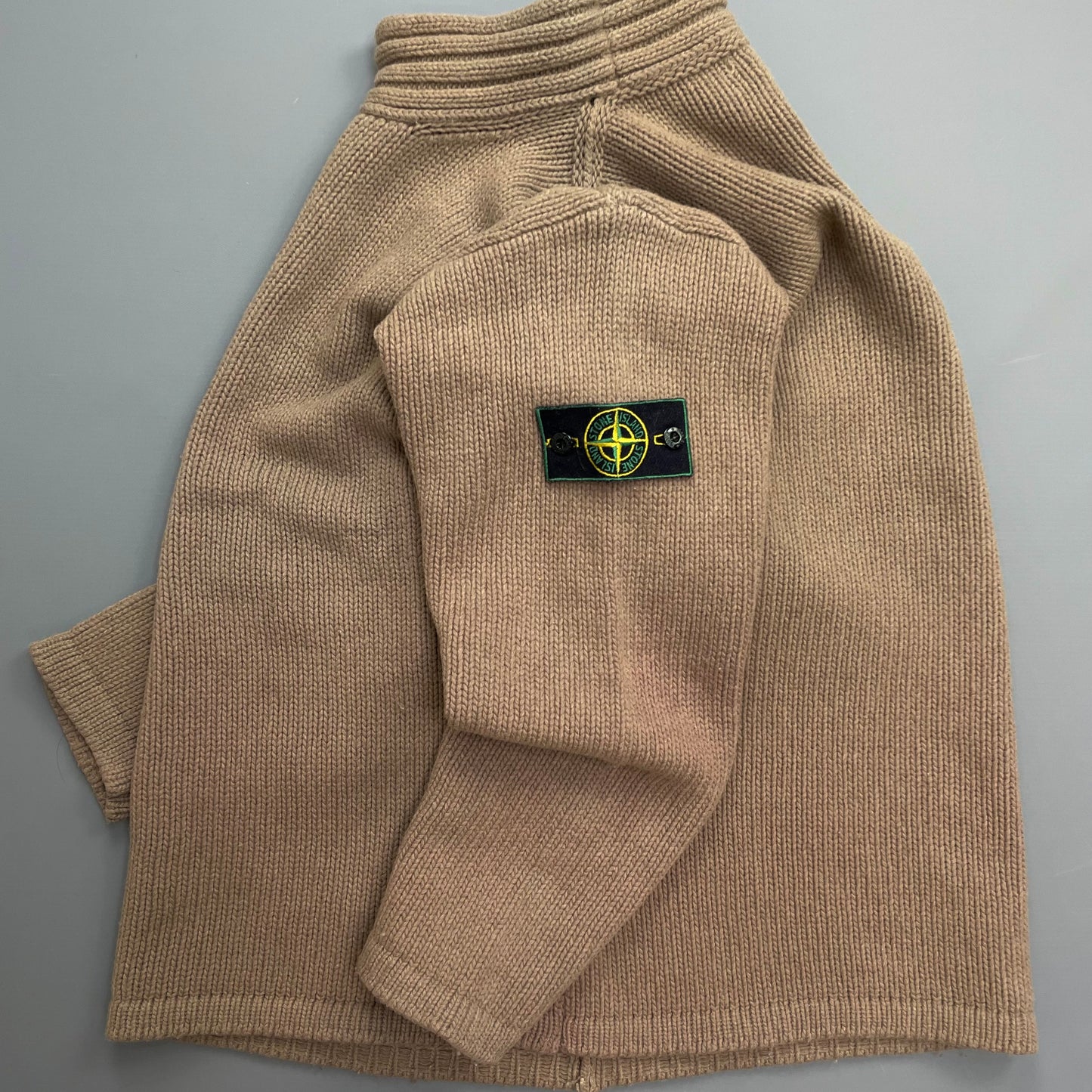 Stone Island Brown AW98 High-Neck Wool Knit Jumper