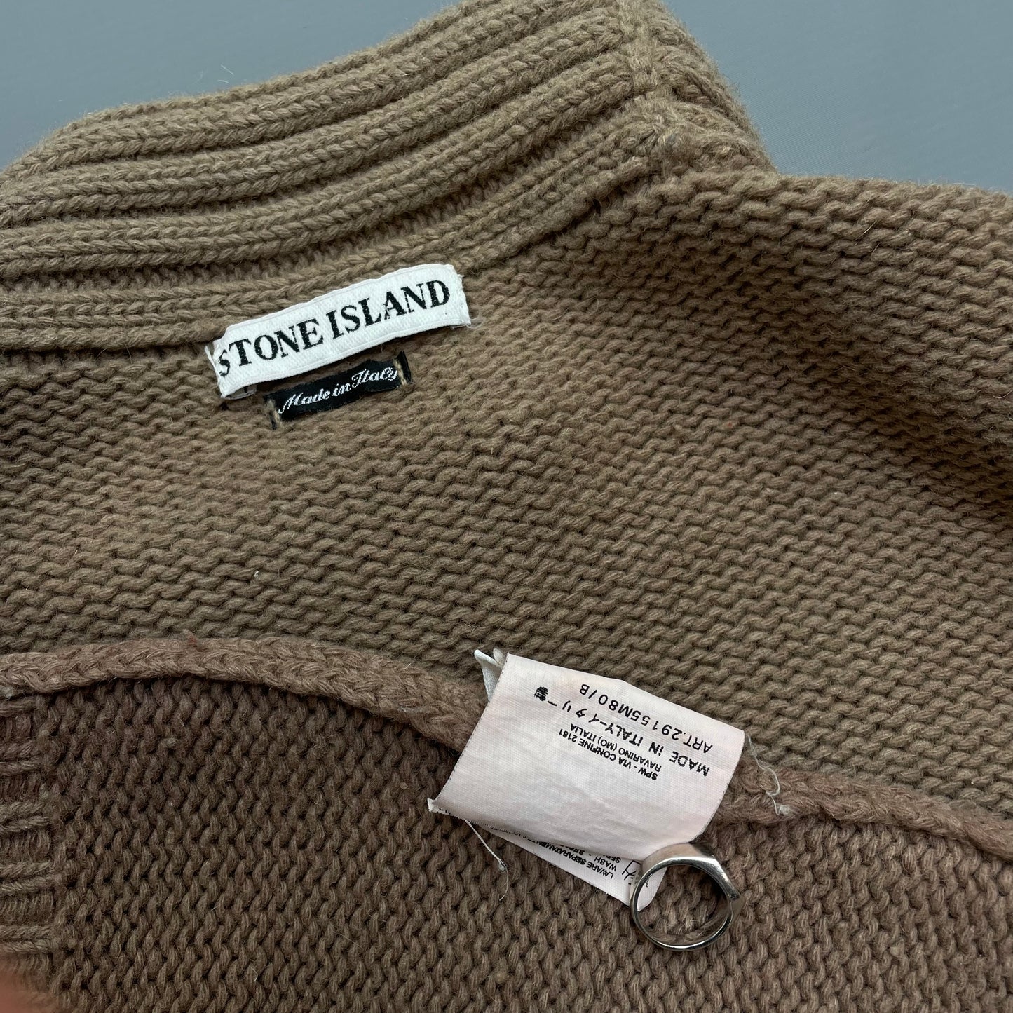 Stone Island Brown AW98 High-Neck Wool Knit Jumper