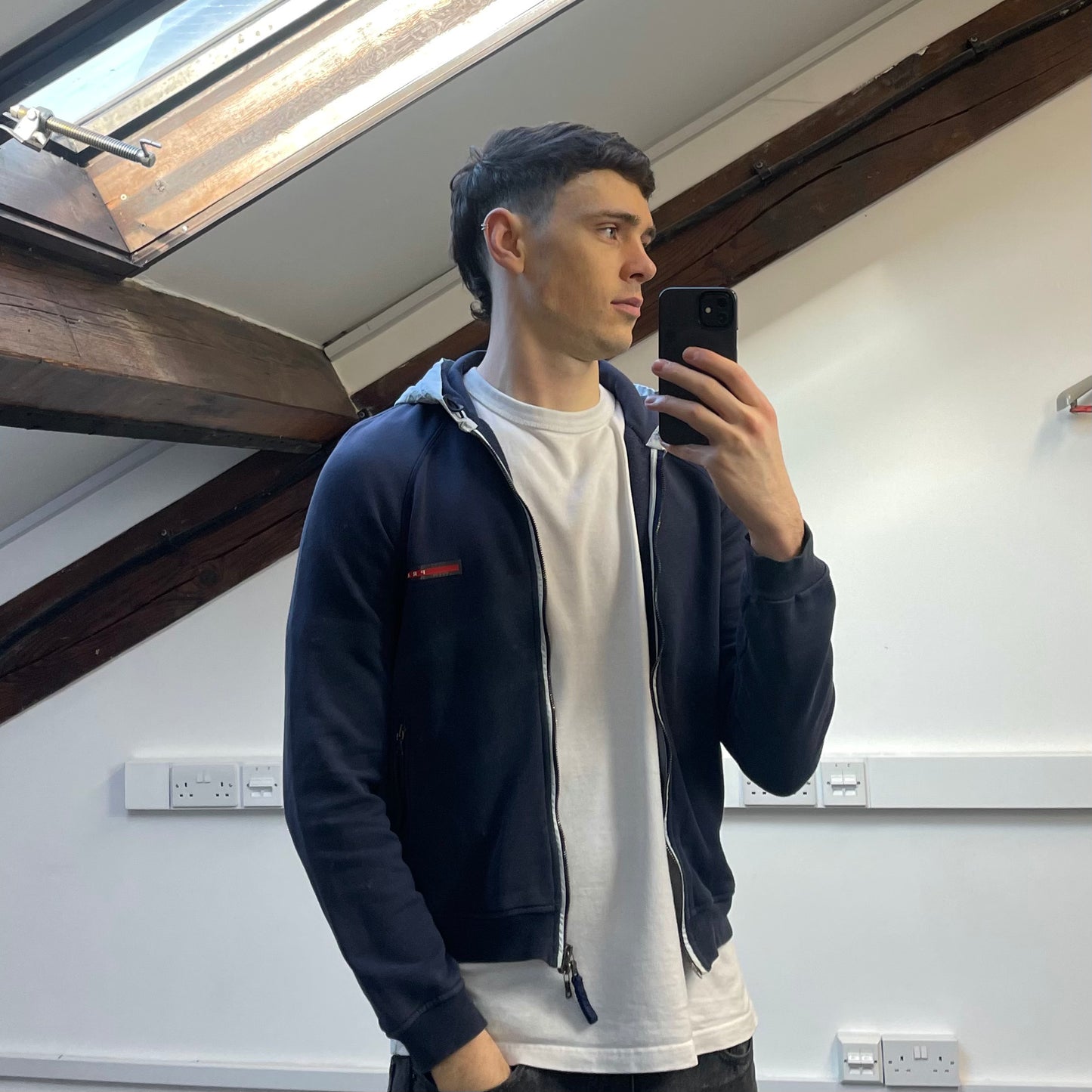 Prada Sport Navy 2006 White Cotton Hoodie