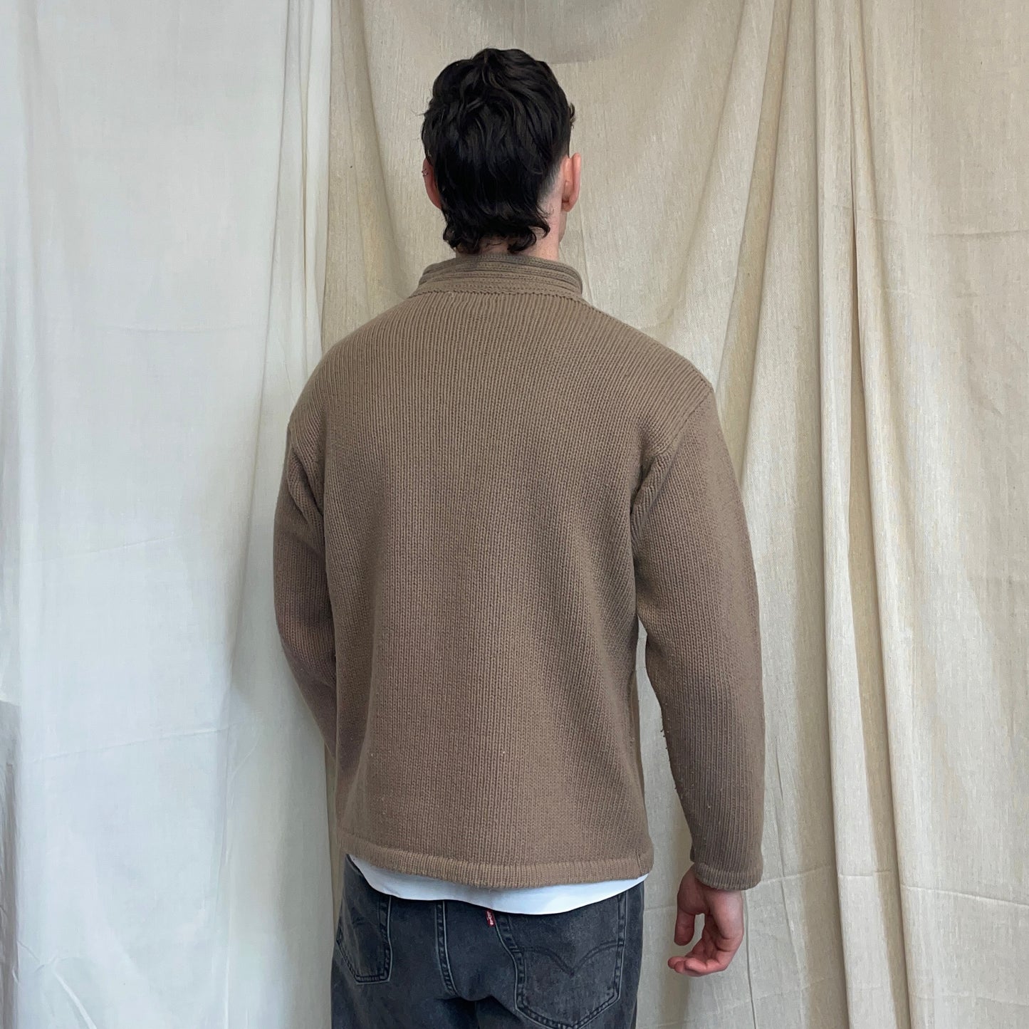 Stone Island Brown AW98 High-Neck Wool Knit Jumper