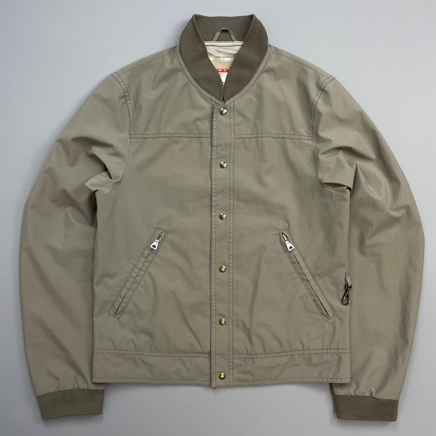 Prada Sport Grey Brown 00s Goretex Lightweight Button-Through Bomber Jacket