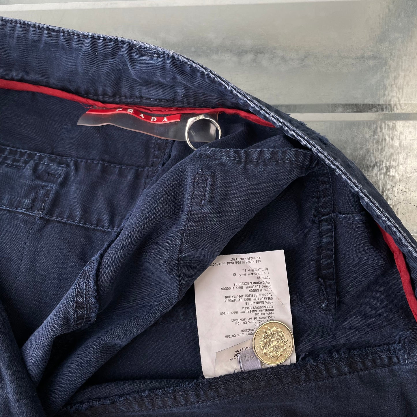 Prada Sport Blue 00s Straight Leg Distressed Cargo Trousers
