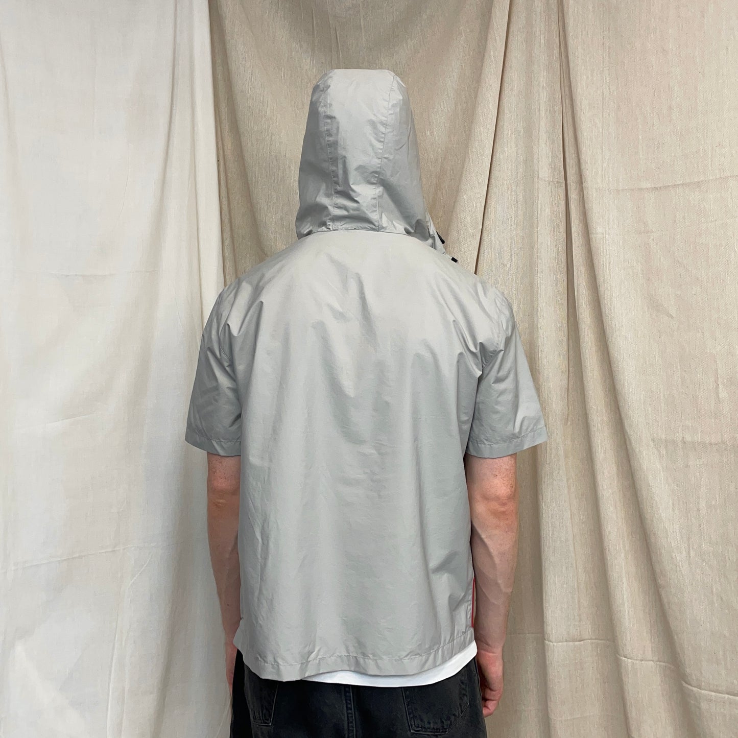 Prada Sport Grey SS99 Nylon Hooded Pullover Shirt Outerlayer