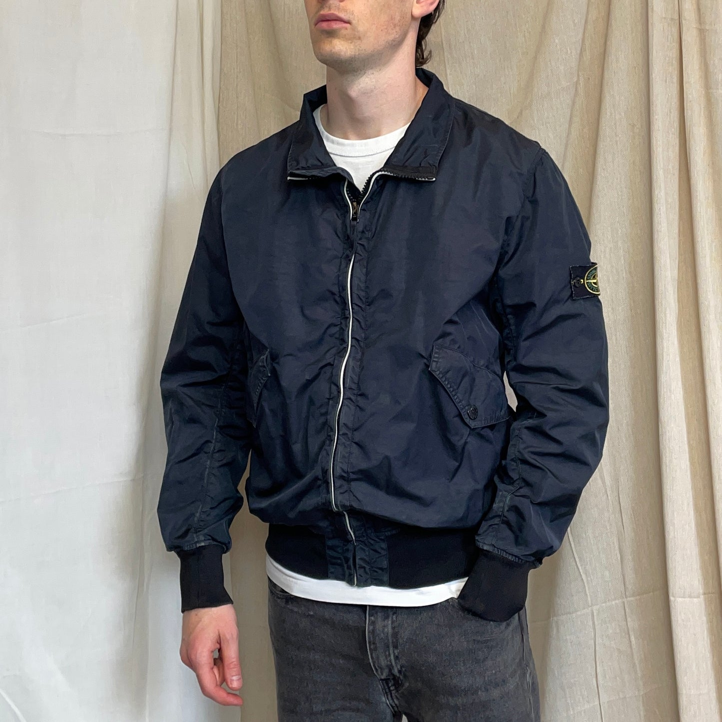 Stone Island Navy SS11 Lightweight Nylon Shell Bomber Jacket