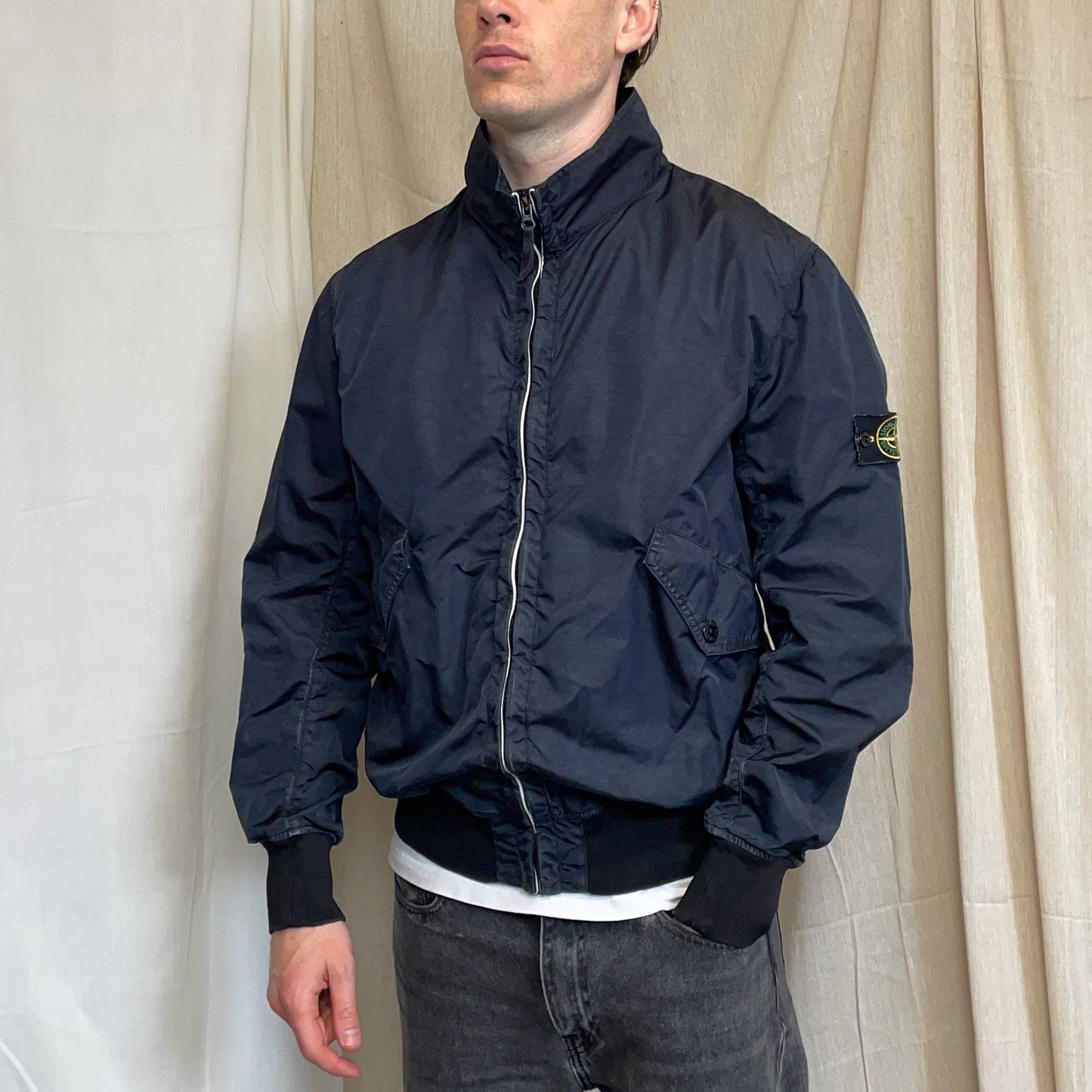 Stone Island Navy SS11 Lightweight Nylon Shell Bomber Jacket