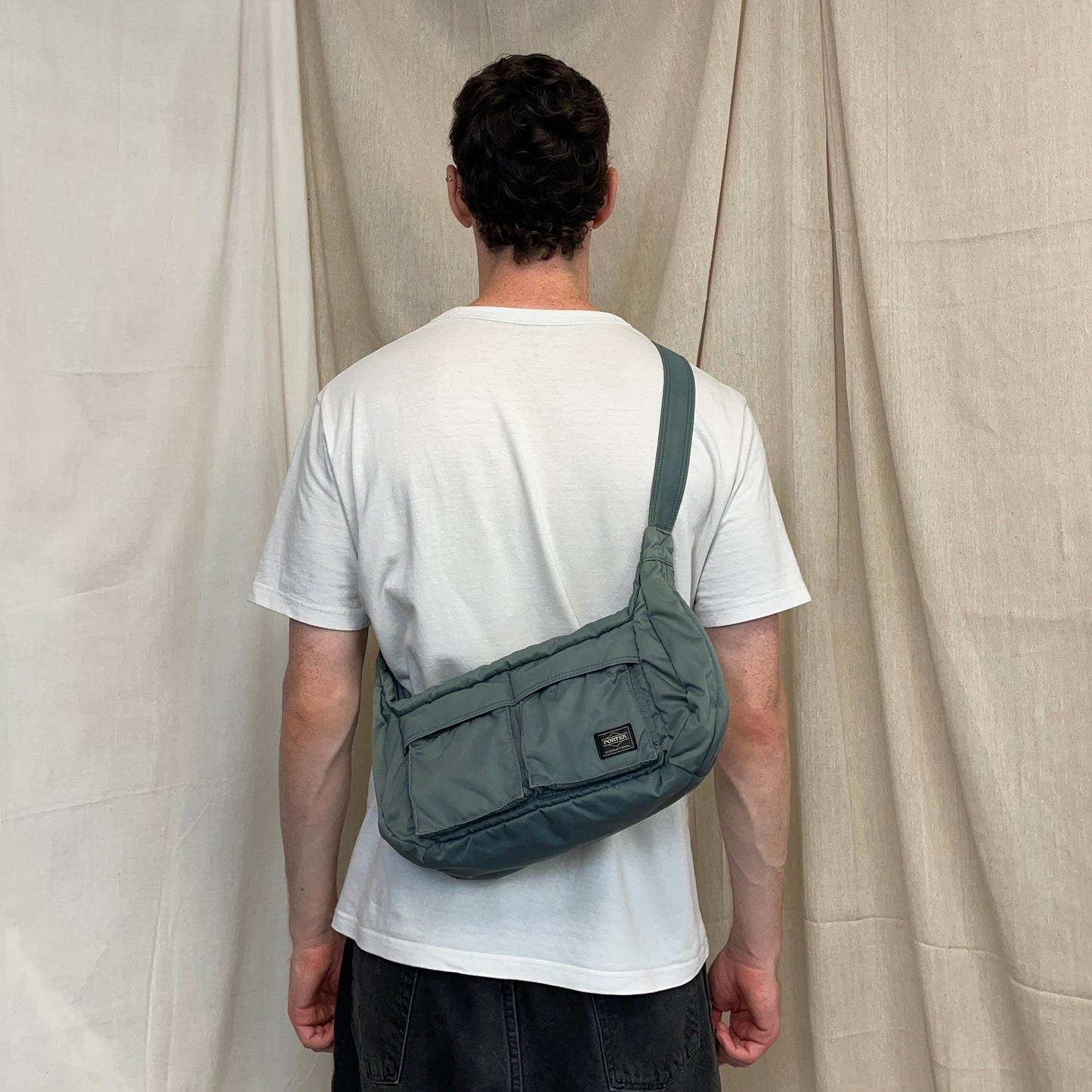 Porter International Teal Blue/Green Nylon Crossbody Shoulder Bag