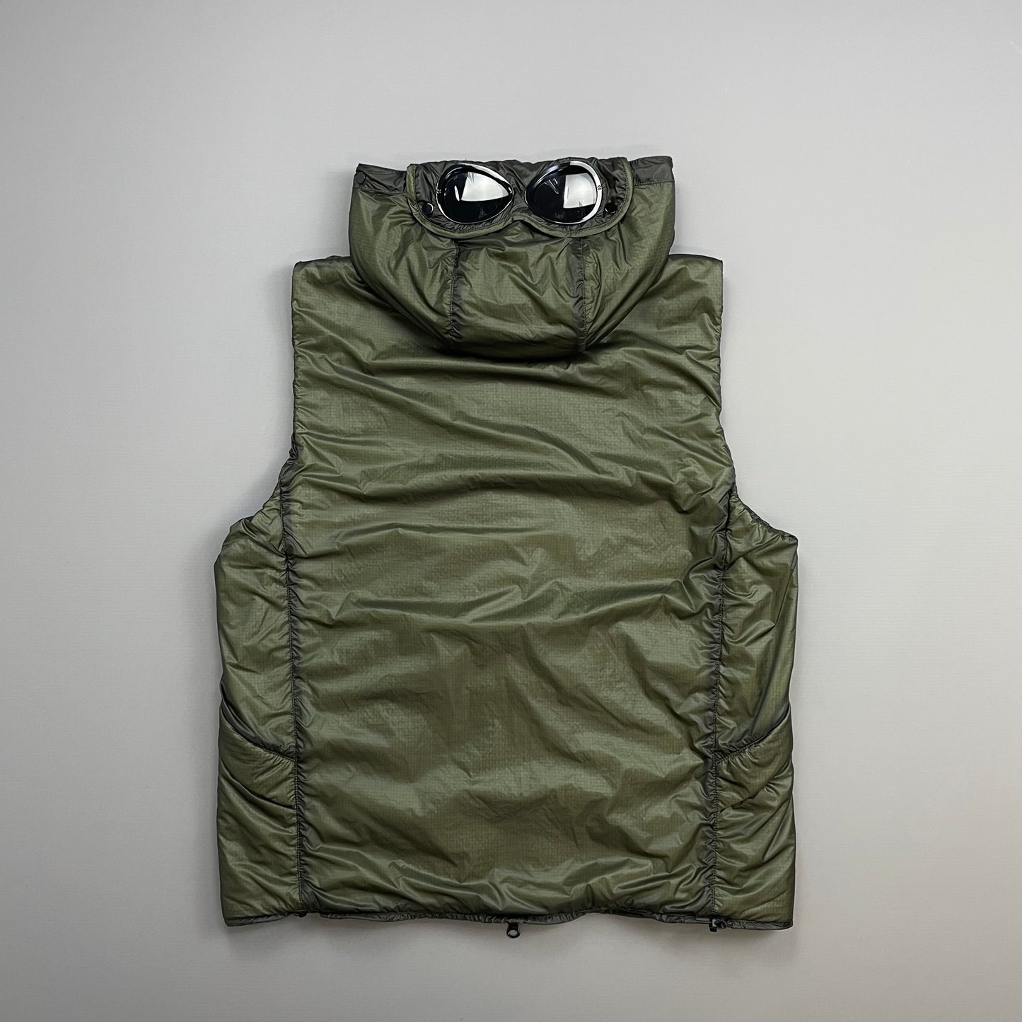 C.P. Company Khaki Green Nada Shell Primaloft Hooded Goggle Nylon Gilet Vest