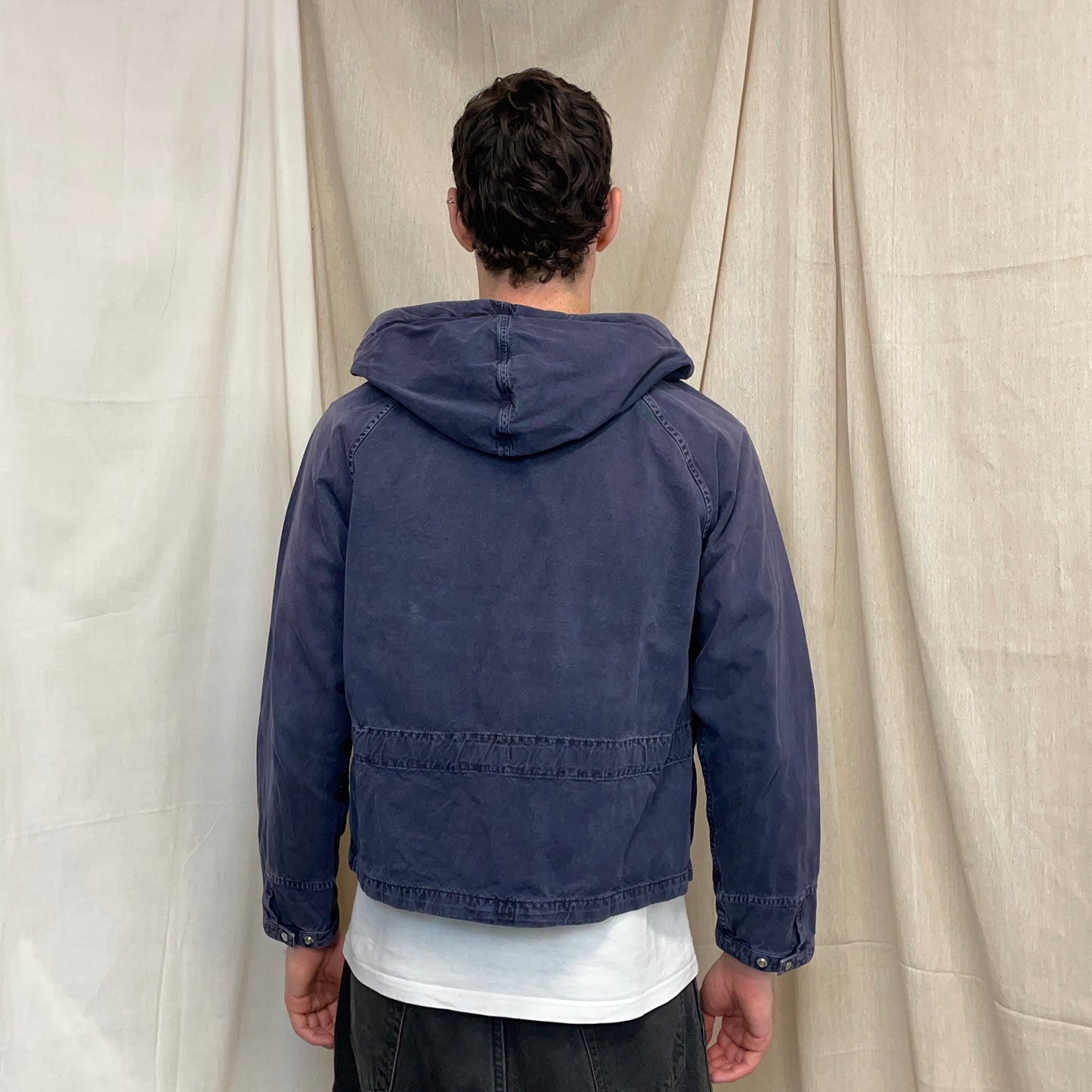 Stone Island Denims SS06 Navy Cotton Hooded Windbreaker Emblem Jacket