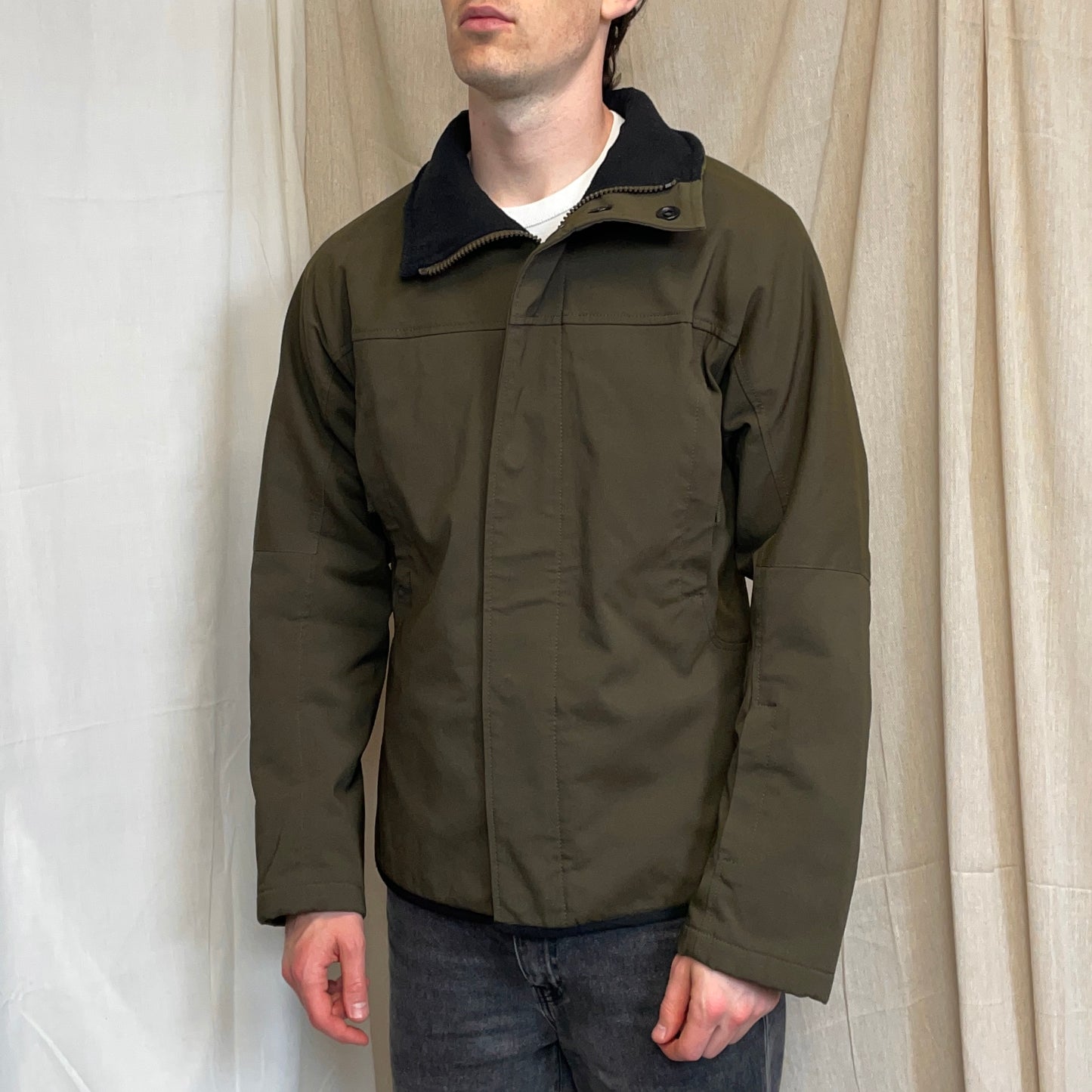 Prada Sport Khaki AW02 Technical Nylon Fleece-Lined Removable Hood Ski Jacket