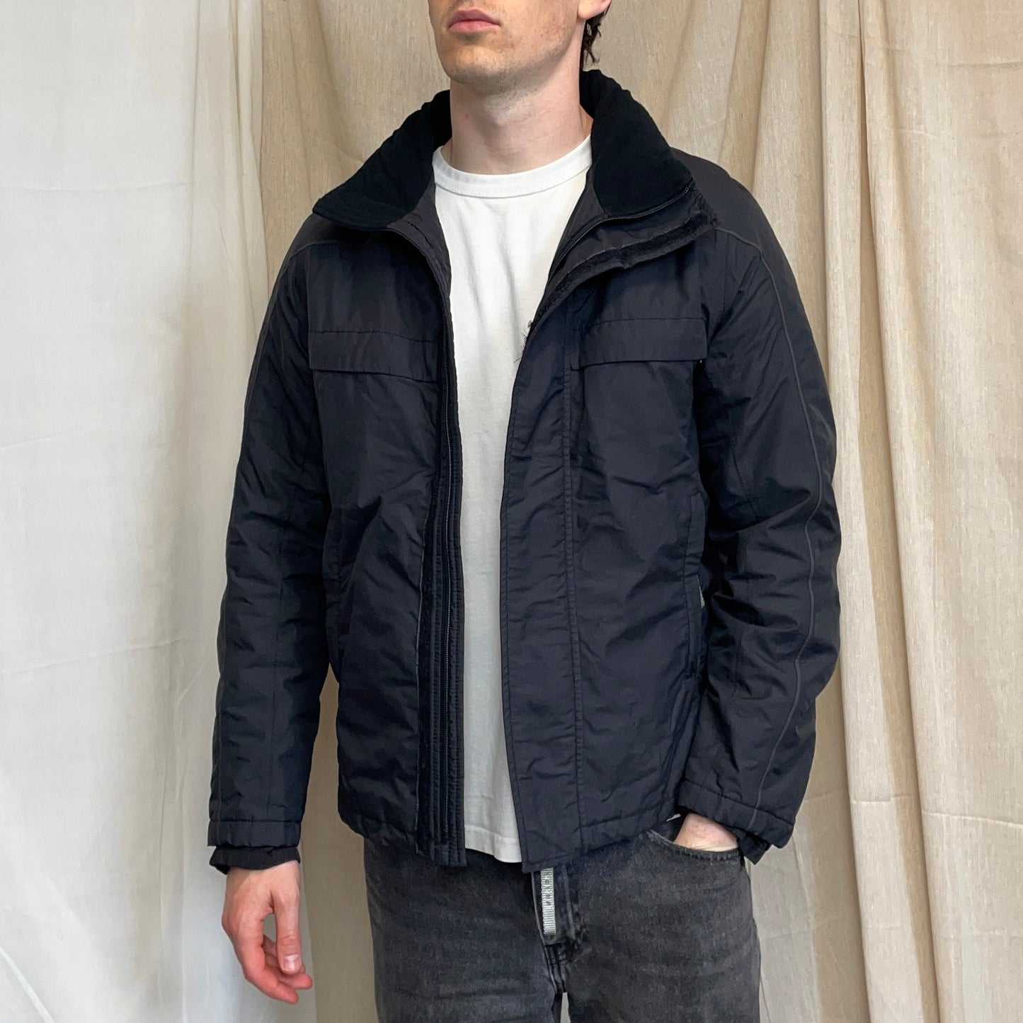 Prada Sport Black 00s Goretex Technical Fleece Lined Detachable Hood Ski Jacket
