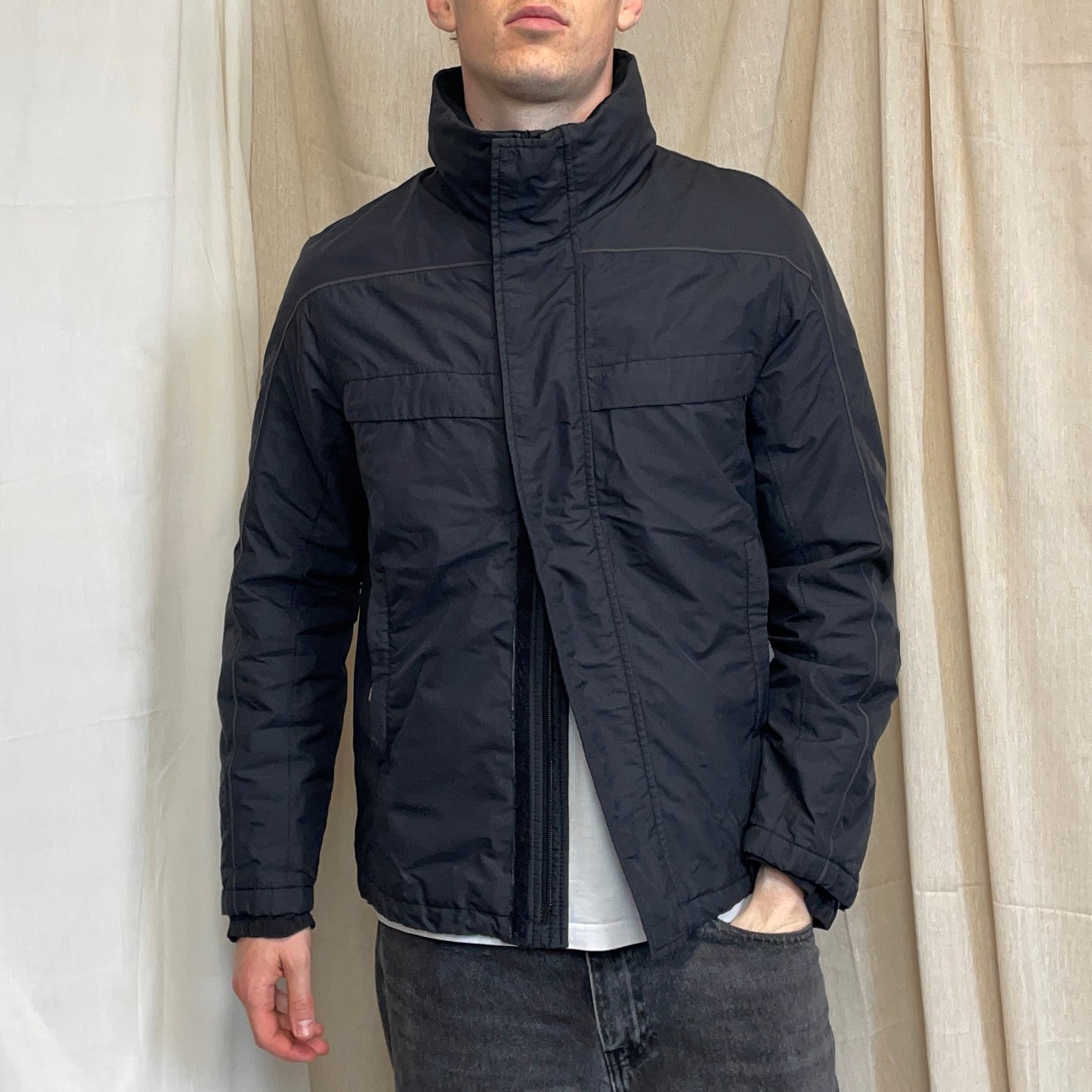 Prada Sport Black 00s Goretex Technical Fleece Lined Detachable Hood Ski Jacket