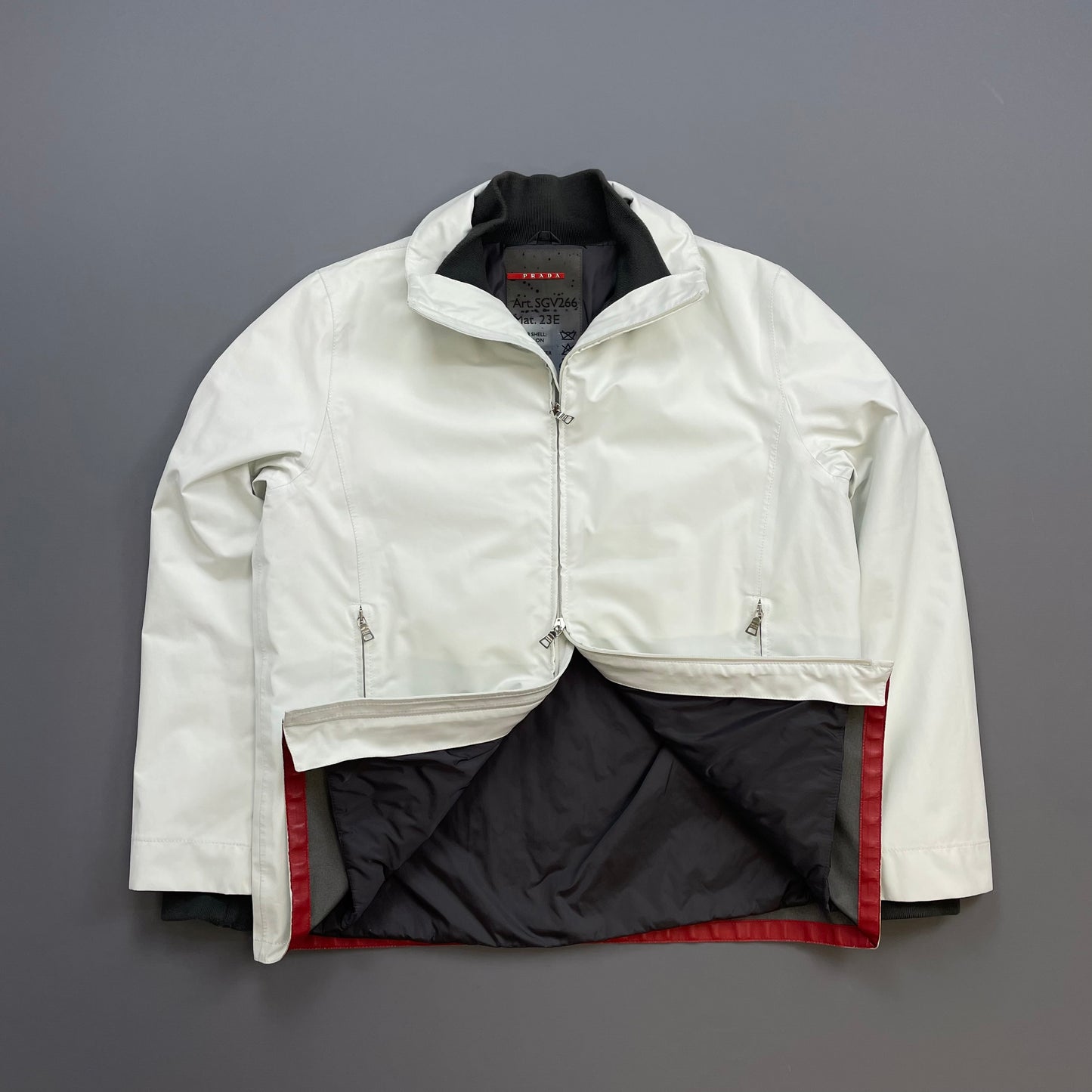 Prada Sport White 00s Goretex 3-in-1 Nylon Padded Bomber Liner & Trench Overcoat