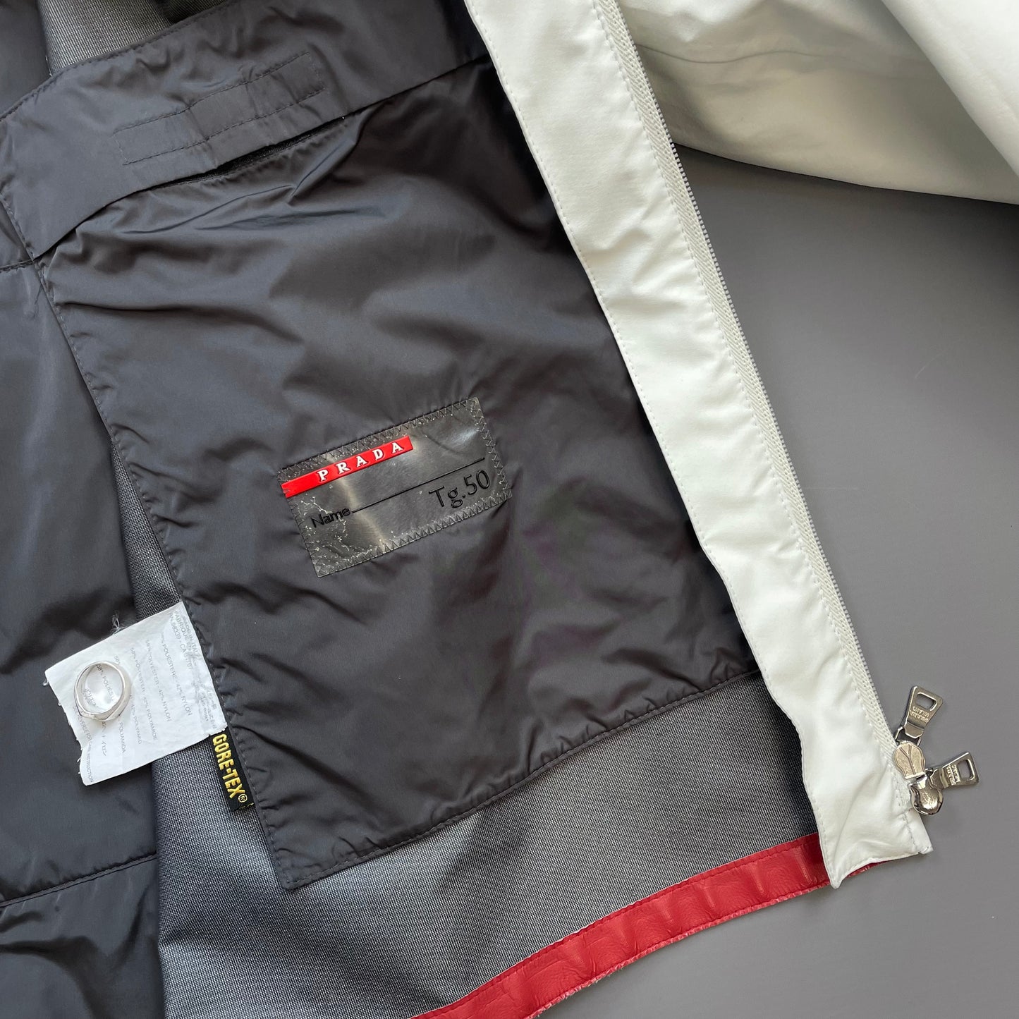 Prada Sport White 00s Goretex 3-in-1 Nylon Padded Bomber Liner & Trench Overcoat