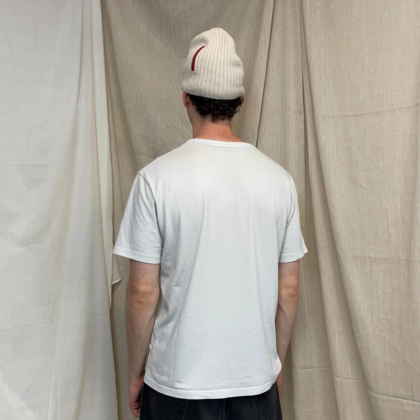 Prada Sport White Cream 00s Wool Knit Ribbed Beanie