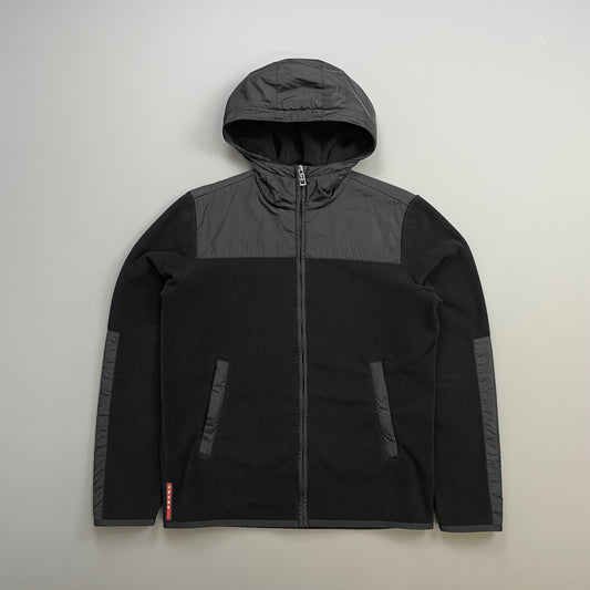 Prada Sport Black 2014 Nylon Panelled Hybrid Fleece Jacket