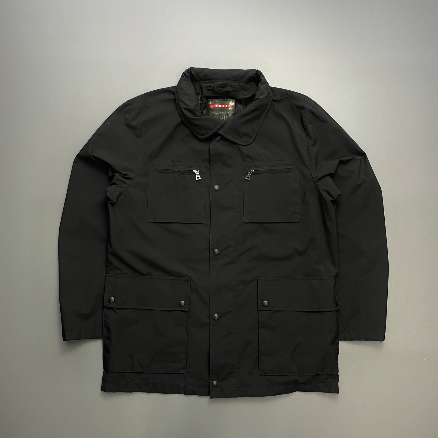 Prada Sport Black 2007 Windstopper Concealed Hood Field Jacket