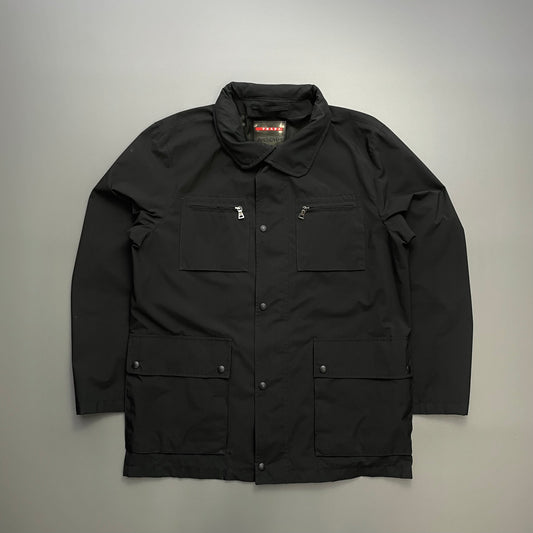 Prada Sport Black 2007 Windstopper Concealed Hood Field Jacket