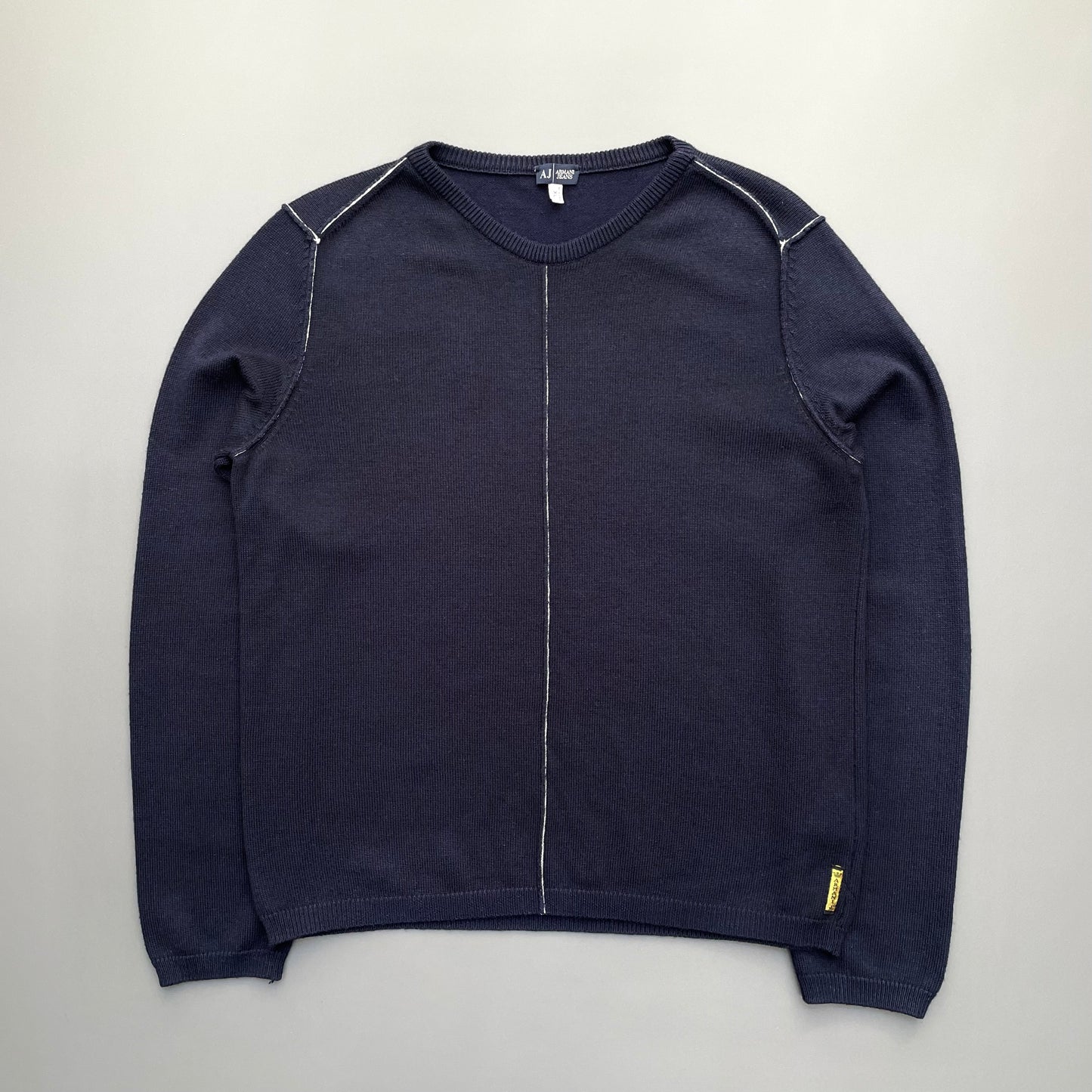 Armani Jeans Navy 00s Raw Seam Knit Jumper