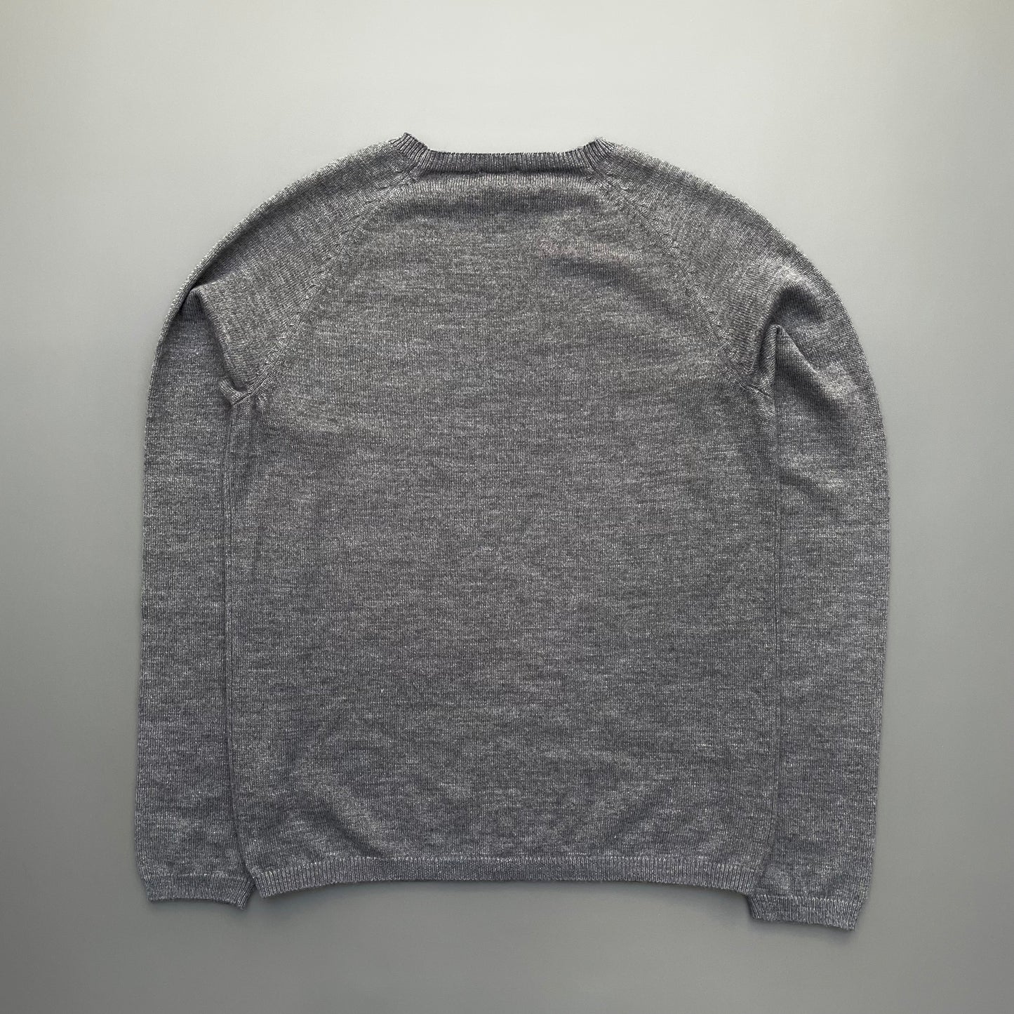 Armani Jeans Grey 00s Contrast Stitch Knit Jumper