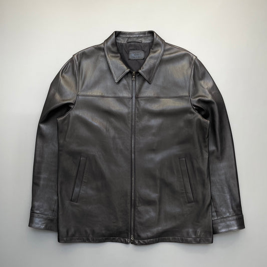 Prada Black 2008 Leather Zip-Through Jacket
