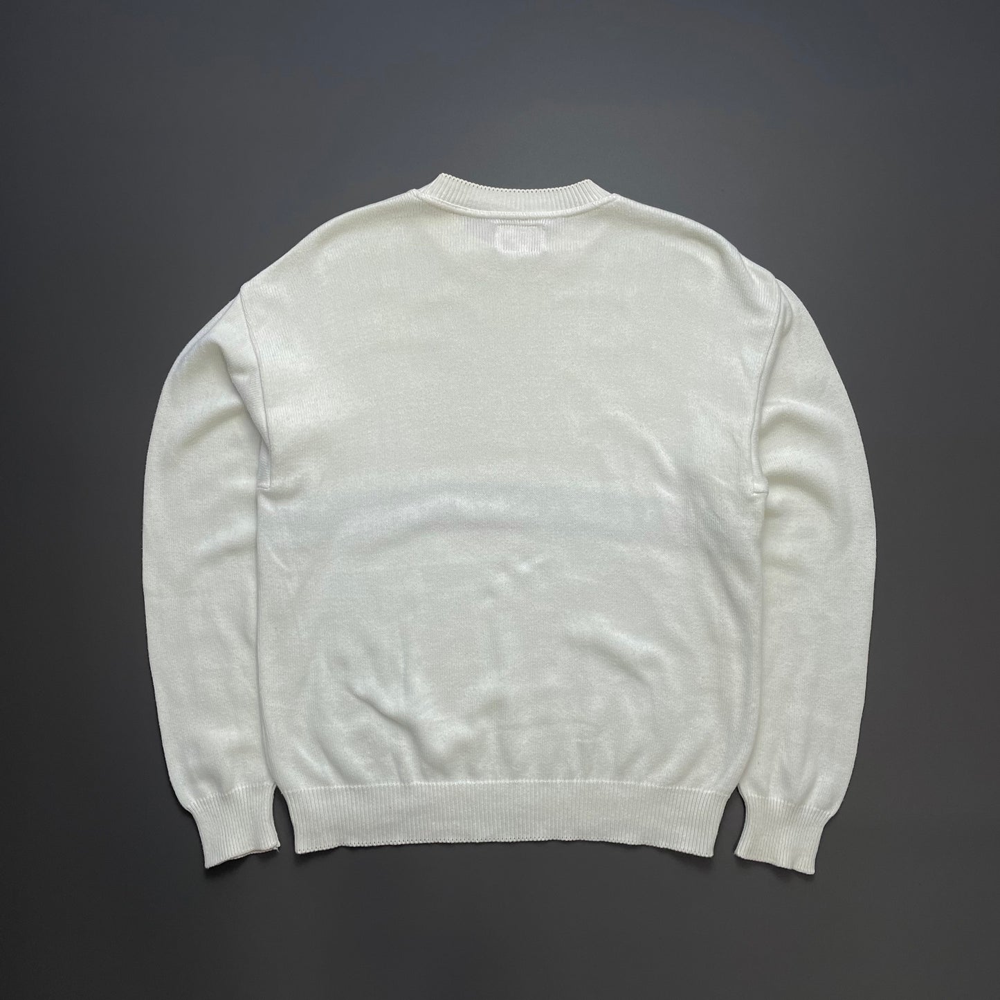Armani Jeans Cream White 90s Spellout Knit Jumper