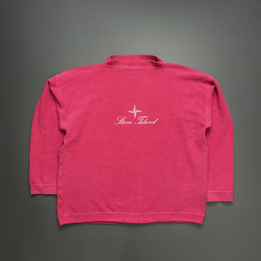 Stone Island Pink 90s Script Spellout Fleece Jumper