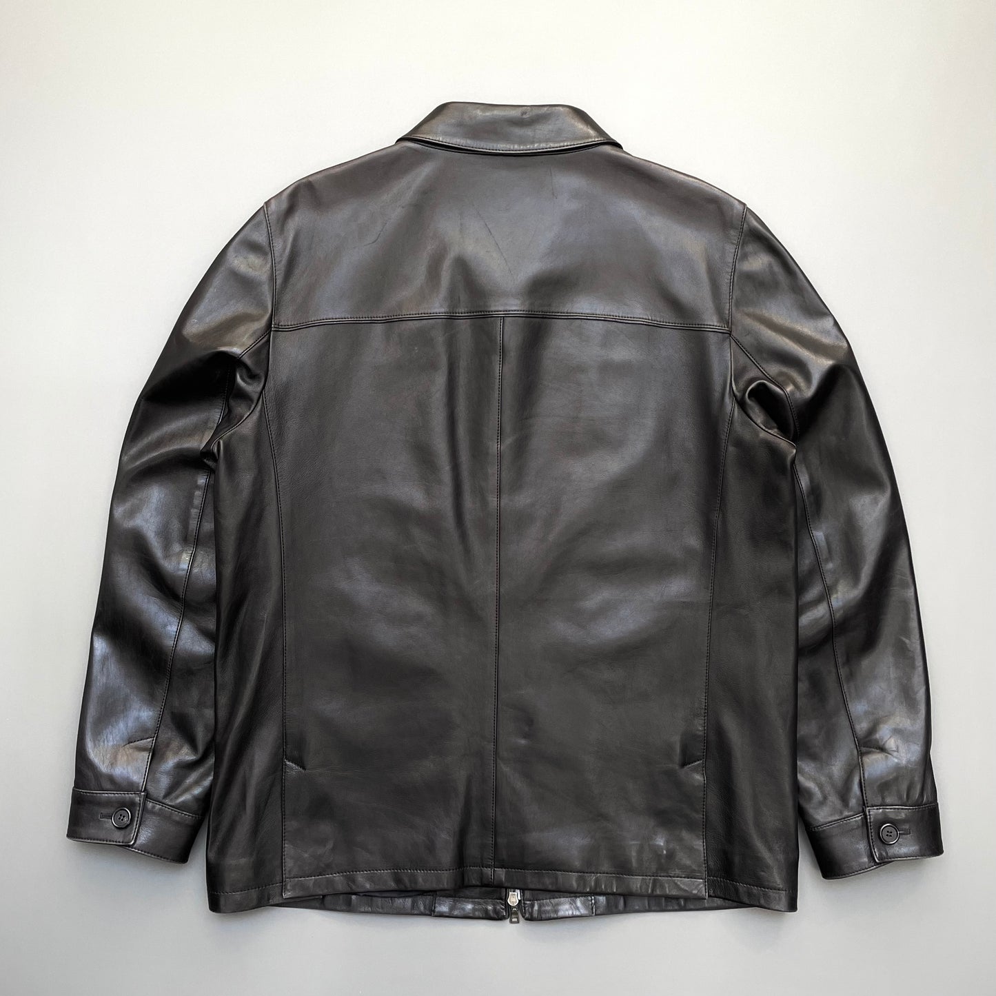 Prada Black 2008 Leather Zip-Through Jacket