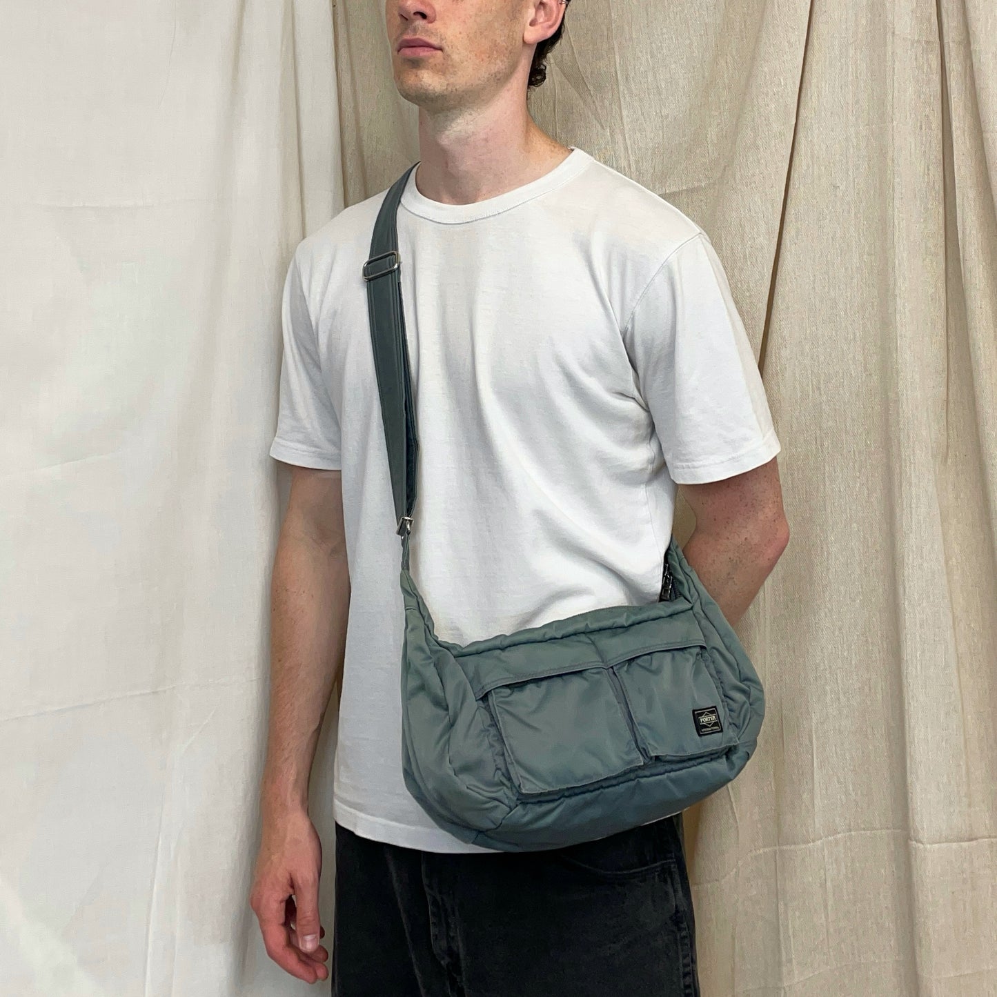Porter International Teal Blue/Green Nylon Crossbody Shoulder Bag