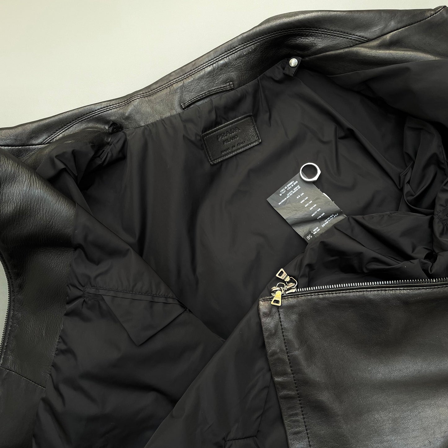 Prada Black 2008 Leather Zip-Through Jacket