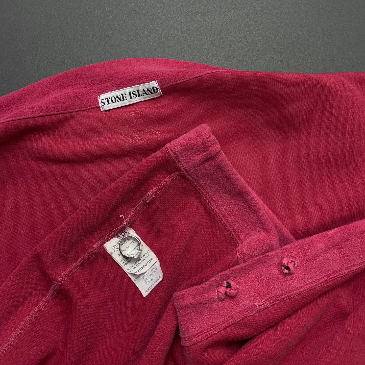 Stone Island Pink 90s Script Spellout Fleece Jumper