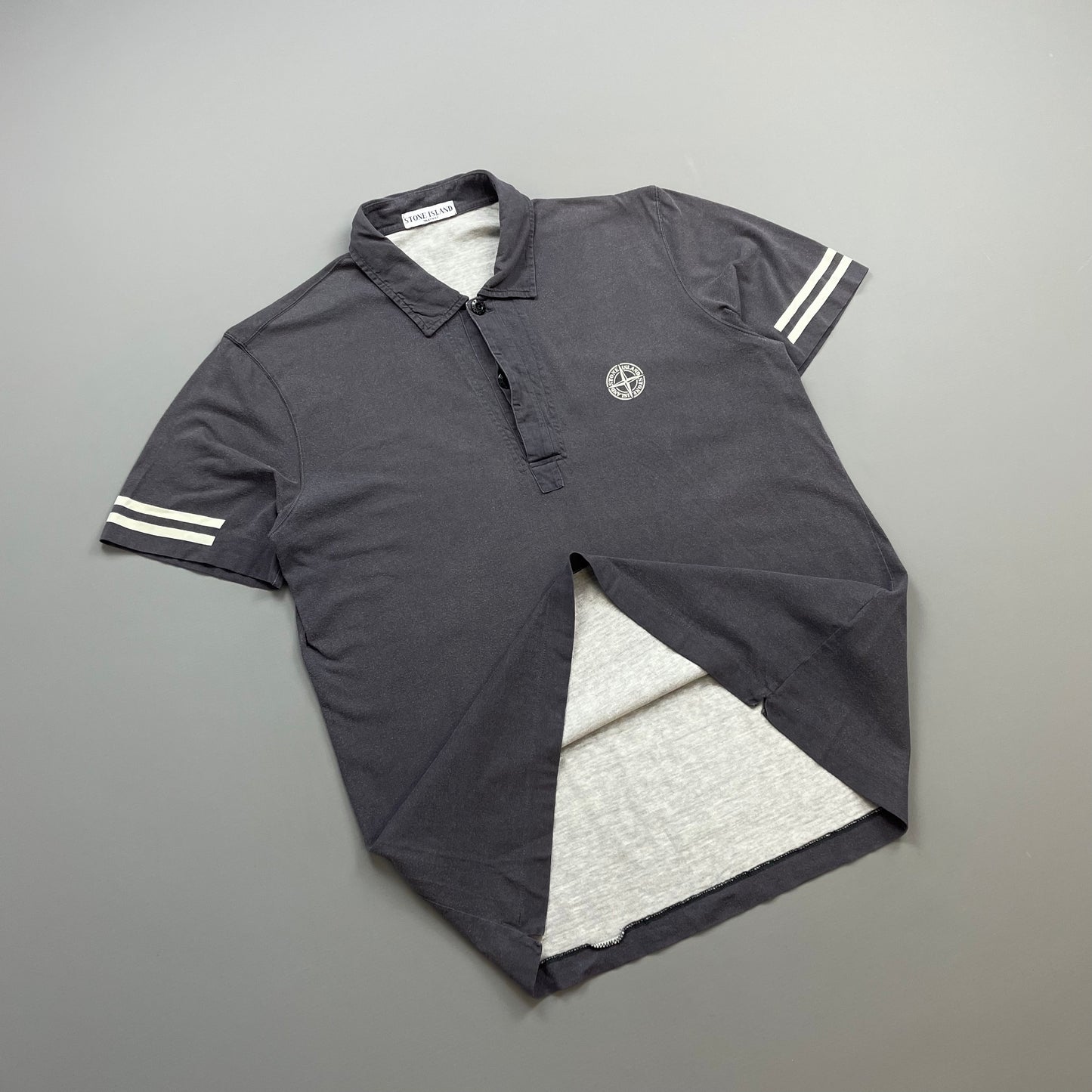 Stone Island Grey SS09 Chest Emblem Short Sleeve Polo Shirt