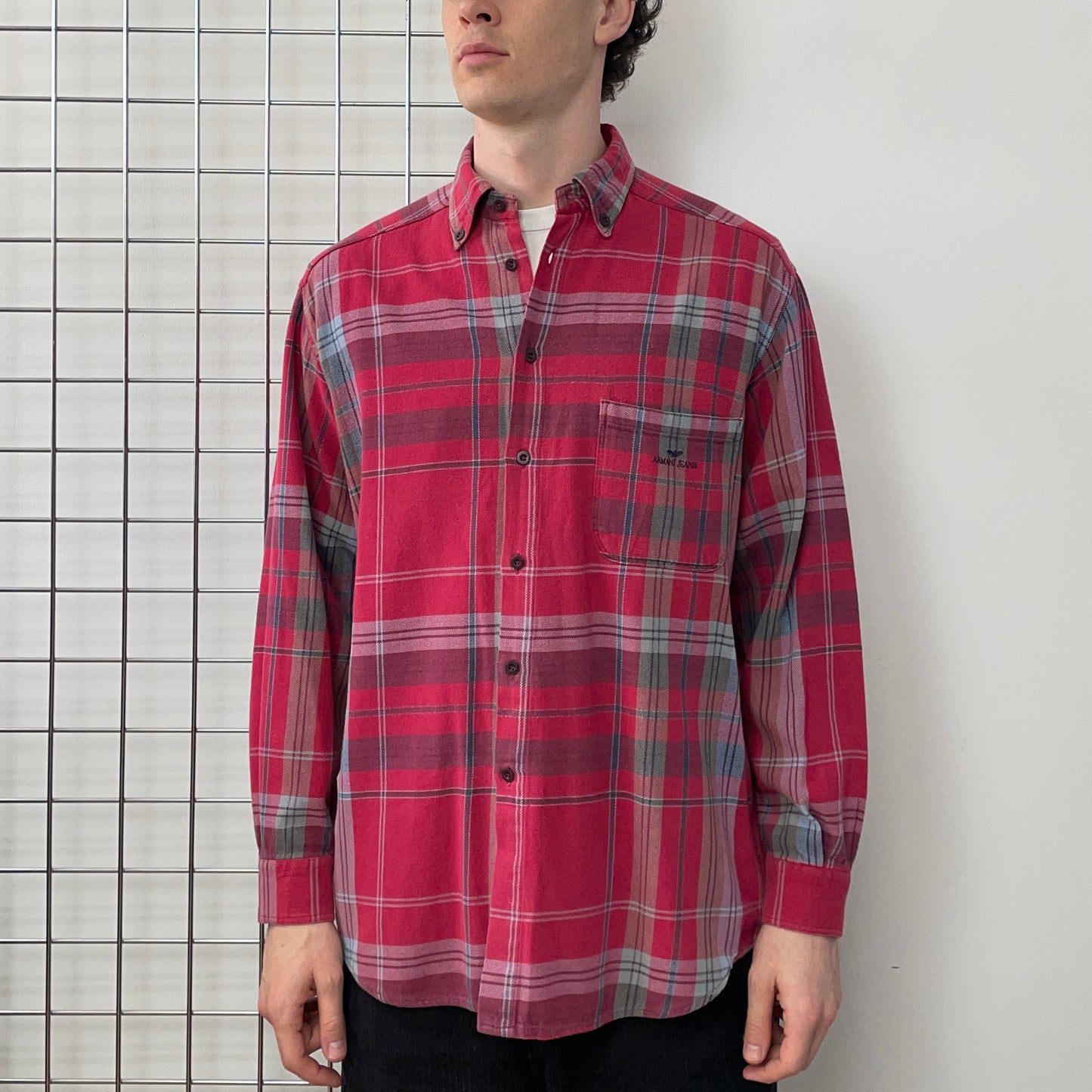Armani Jeans Red 90s Flannel Shirt