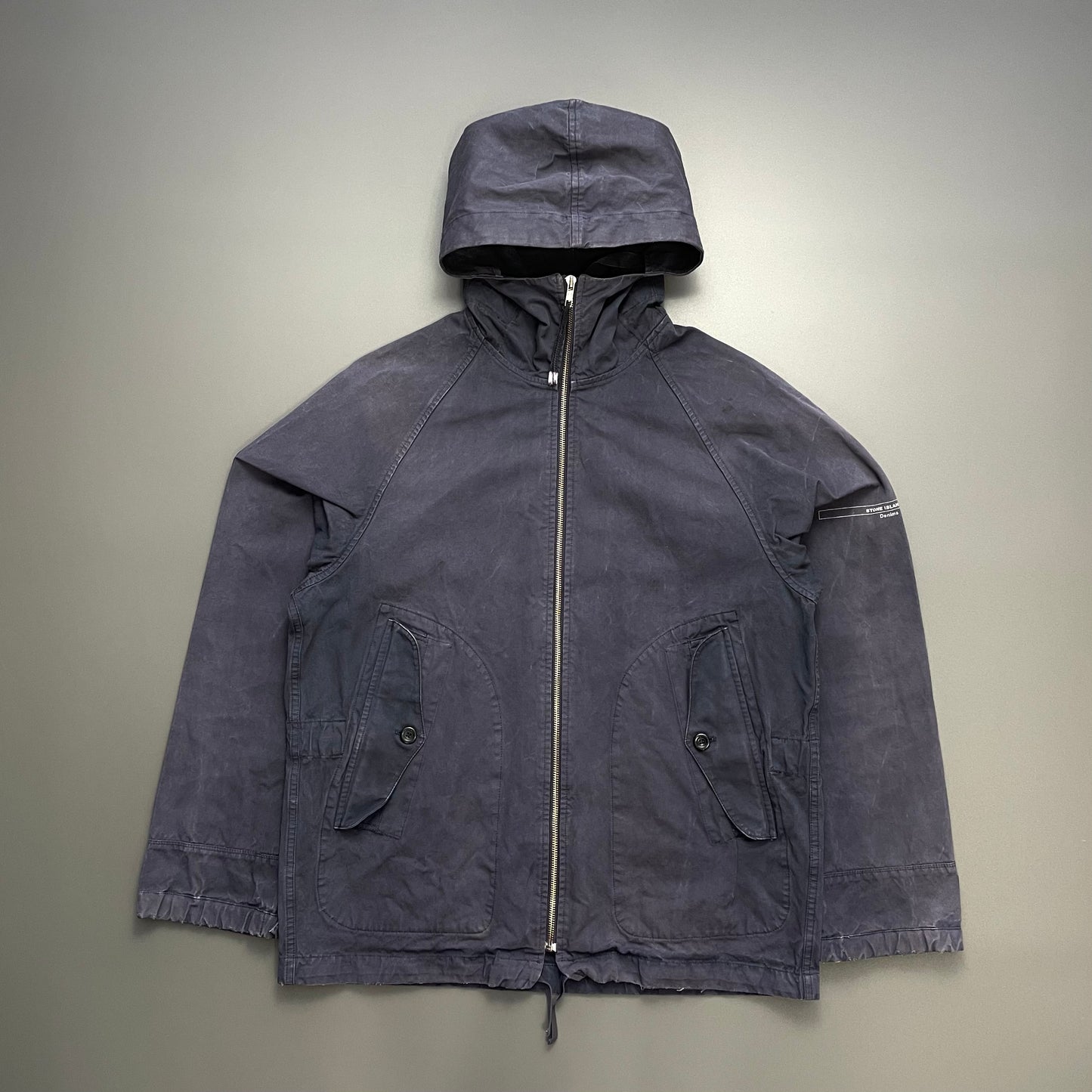 Stone Island Denims Navy SS04 Cotton Hooded Windbreaker Jacket
