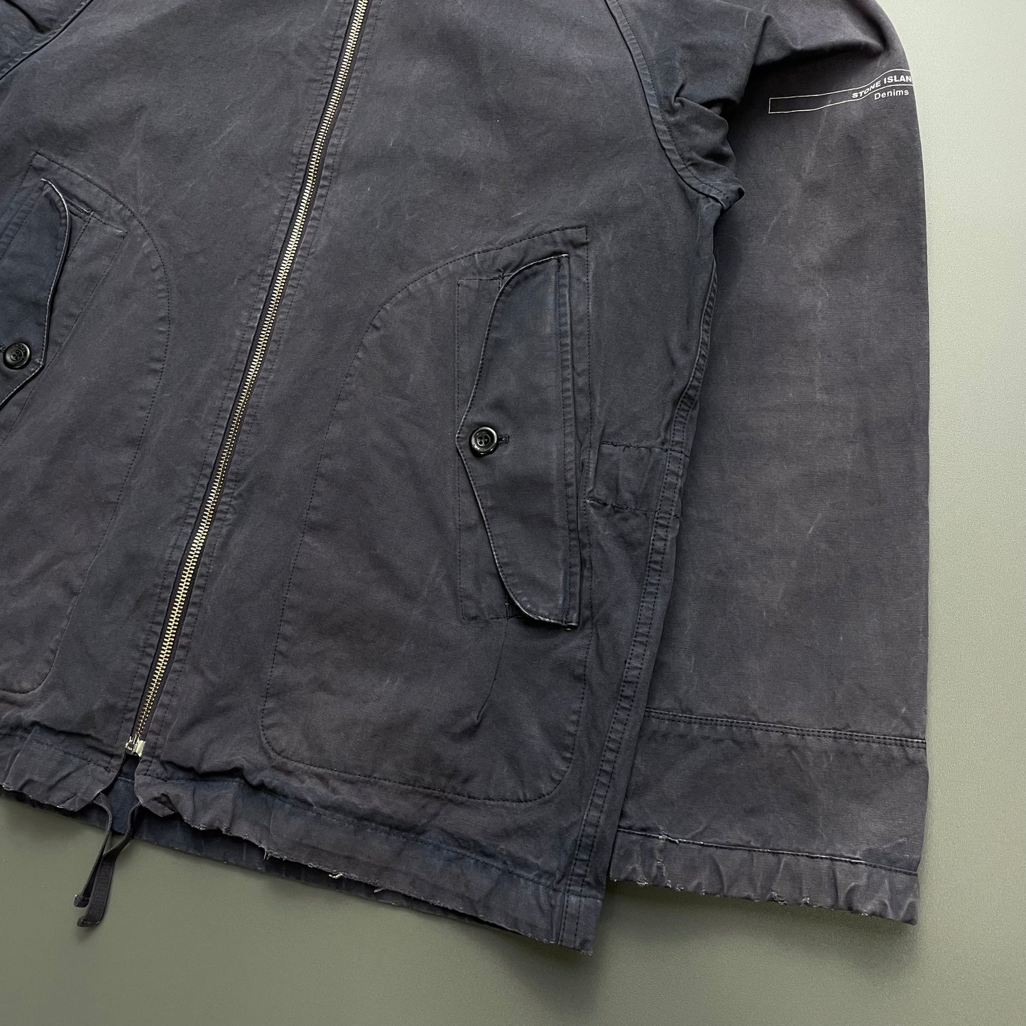 Stone Island Denims Navy SS04 Cotton Hooded Windbreaker Jacket