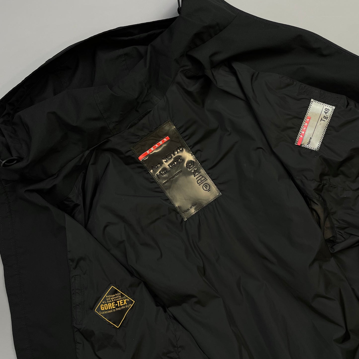 Prada Sport Black 00s Technical Multi-Pocket Goretex Hooded Parka Jacket