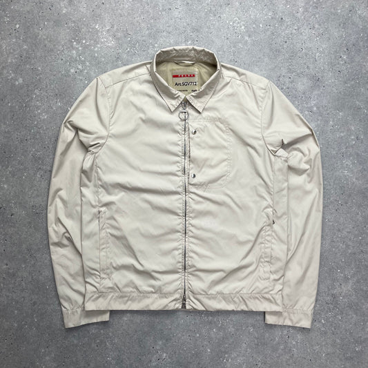 Prada Cream Harrington Two-Way Zip Jacket Tg50